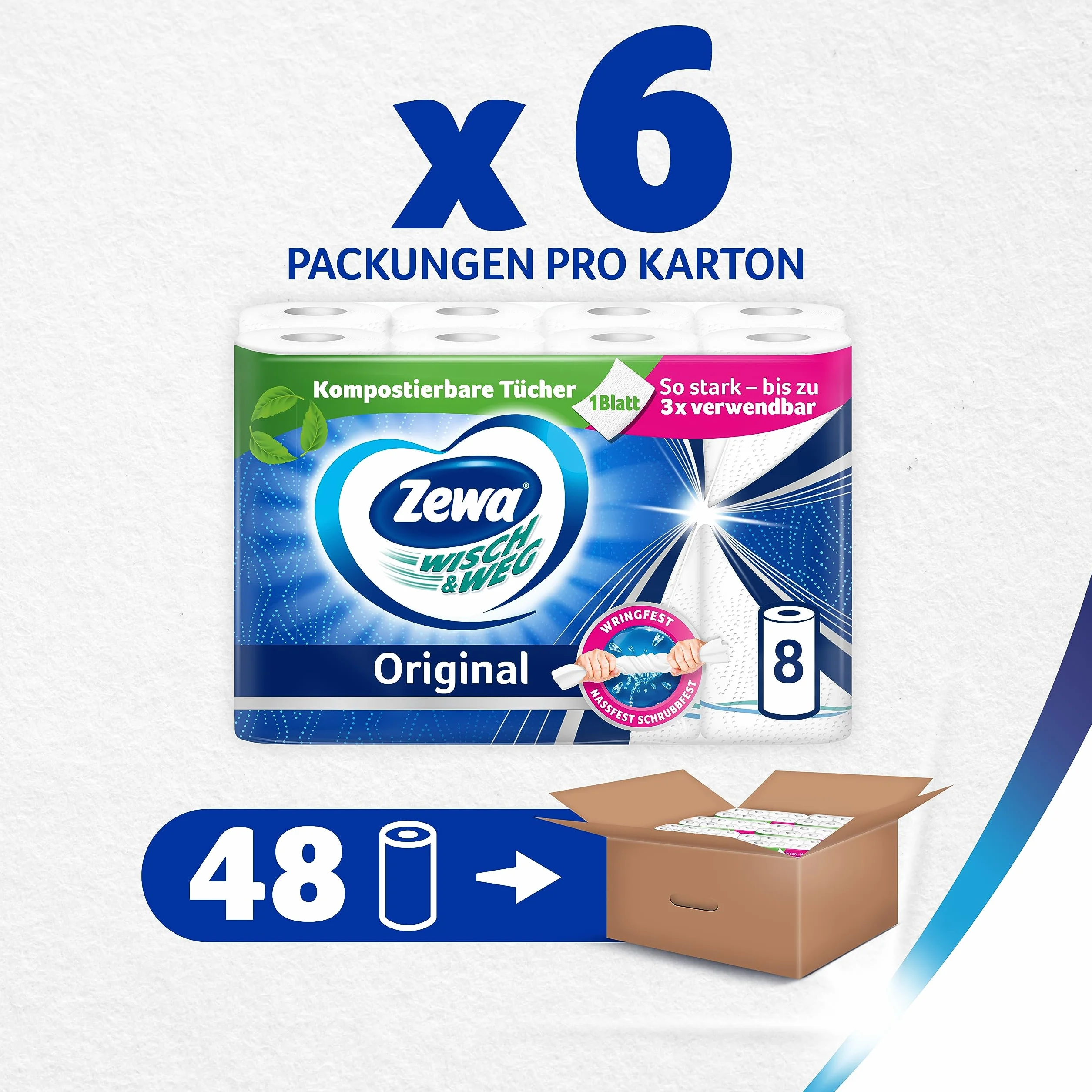 Zewa 43220 Papier Kuchenny, 48 Sztuk, Biały