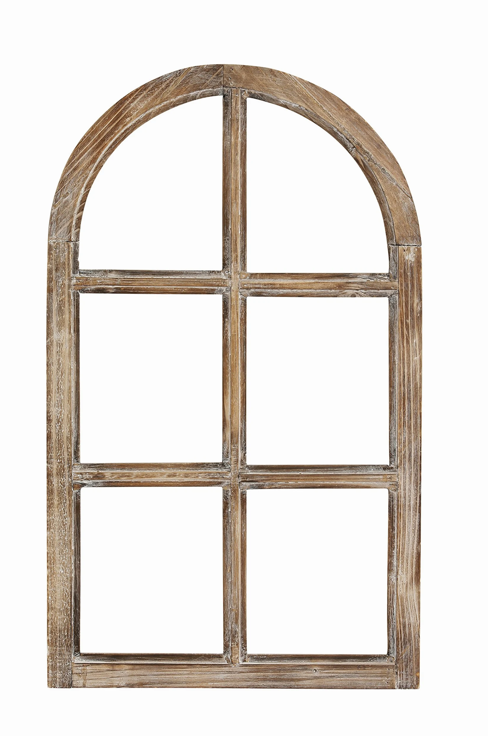 Vintage Living Nostalgia półokrągłe okno dekoracyjne z drewna z efektem przetarć, 42 x 2 x 70 cm