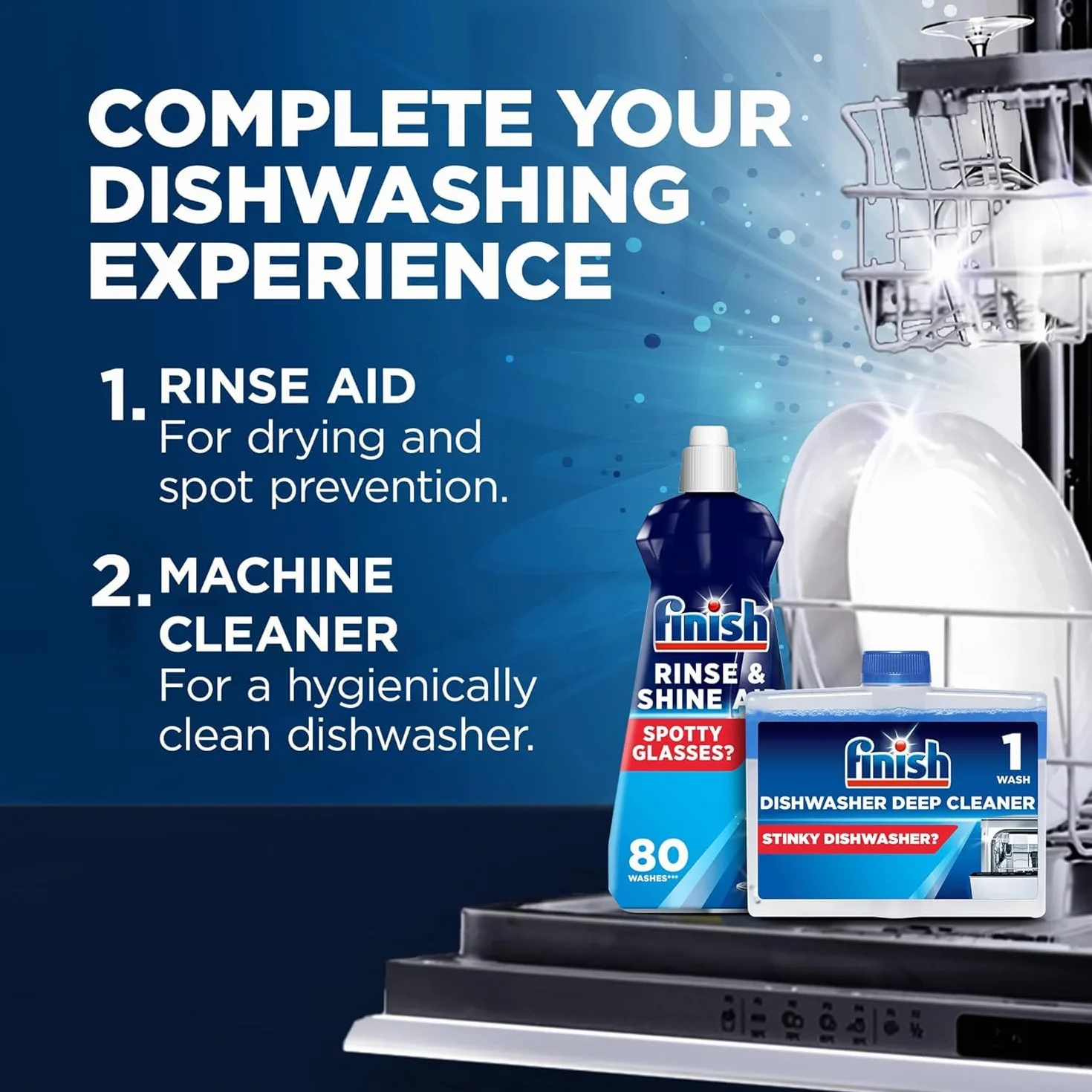 Finish, Środek do mycia w zmywarce, świeży zapach, 500 ml (250 ml x 2 szt.), usuwa tłuszcz i kamień, zwalcza nieprzyjemny zapach, dla higienicznej zmywarki