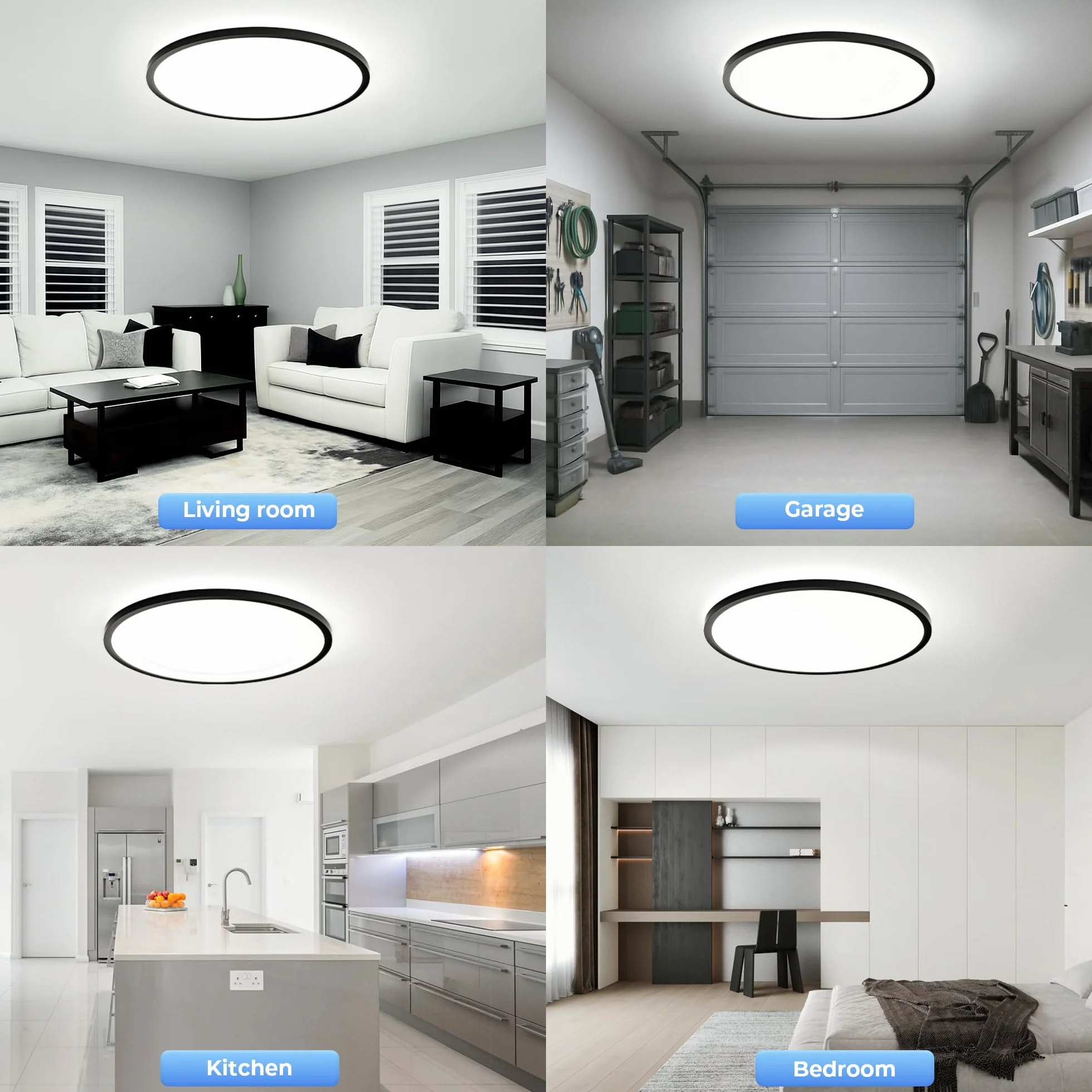 OTREN Sufit LED 52W, 4800LM Nowoczesna Okrągła Lampa Panel Ultra Cienki Biały Naturalny 4000K, IP44 Światło LED do Kuchni Balkon Sypialnia Jadalnia Salon Ø50CM
