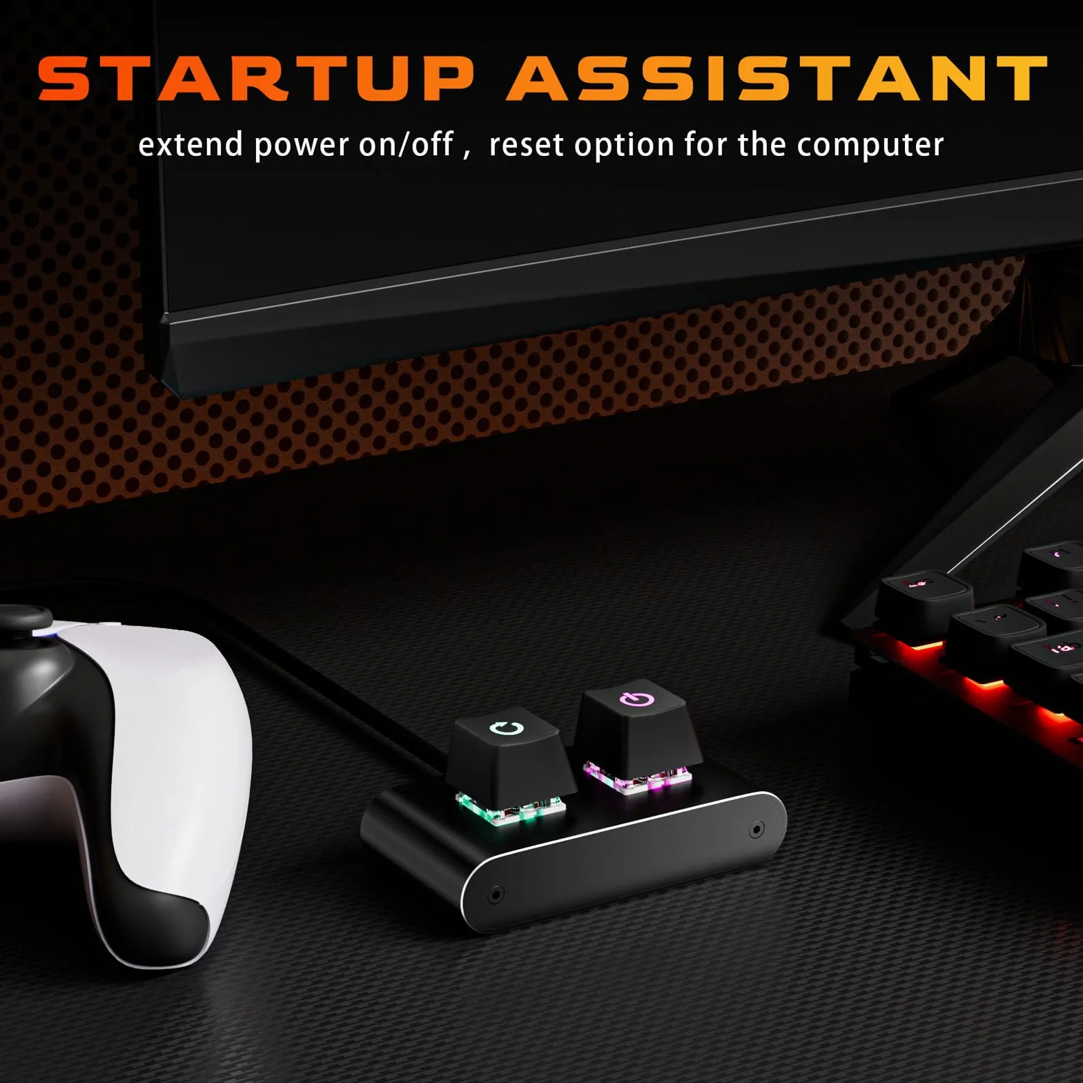 Zunate Przycisk Zasilania Komputera PC Light Mechaniczny Przełącznik RGB do Płyty Głównej Komputera Stacjonarnego, Kabel 2 M ON Off Reset SW HDD LED, Idealny do Użytku Domowego i Niestandardowych