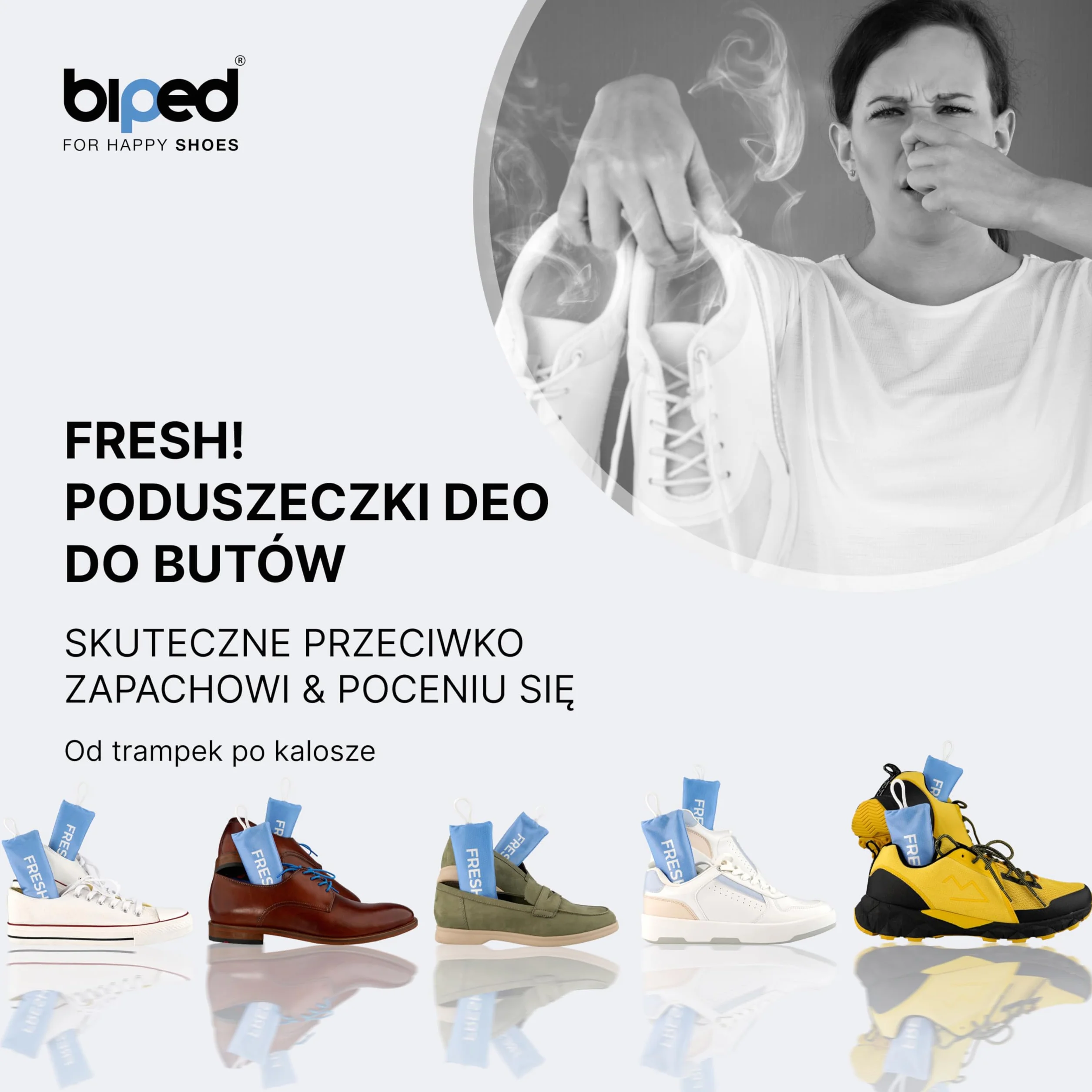 biped FRESH! dezodorant do obuwia z bambusowym węglem aktywnym – neutralizuje pot i zapachy – 4 sztuki
