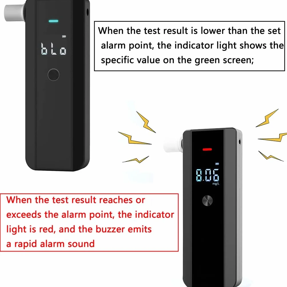 Przenośny Alkomat z 10 ustnikami Wyświetlacz LCD Tester Alkoholu