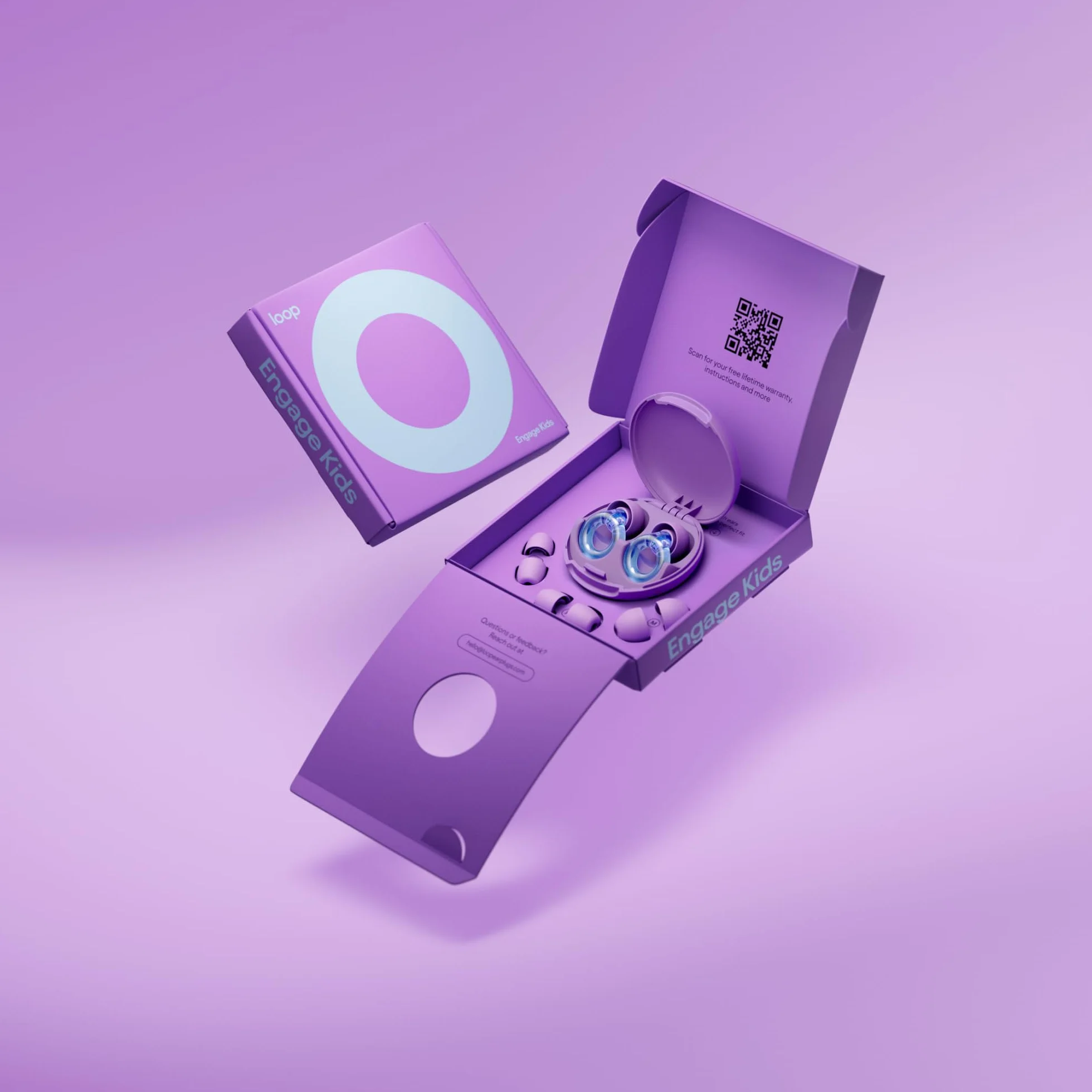 Loop Engage Kids 2 (6-12 lat) – wielokrotnego użytku codzienna ochrona przed hałasem dla dzieci | dziecięce zatyczki do uszu: koncentracja, szkoła, dom, zabawa – zatyczki tłumiące hałas o 16 dB