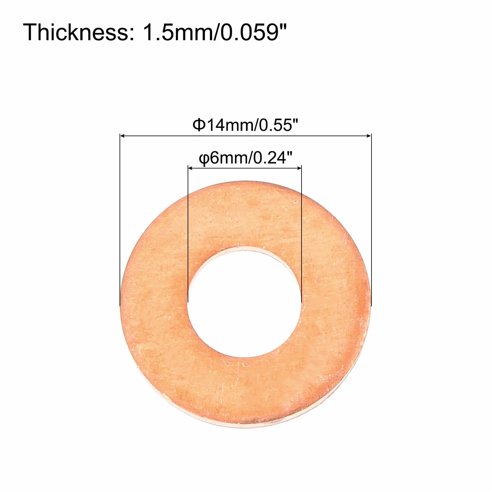 QUARKZMAN 12 sztuk płaskich uszczelek miedzianych, 6 x 14 x 1,5 mm miedziane płaskie metryczne uszczelki uszczelniające do armatury hydraulicznej, śruby, nakrętki, naprawy elektroniki