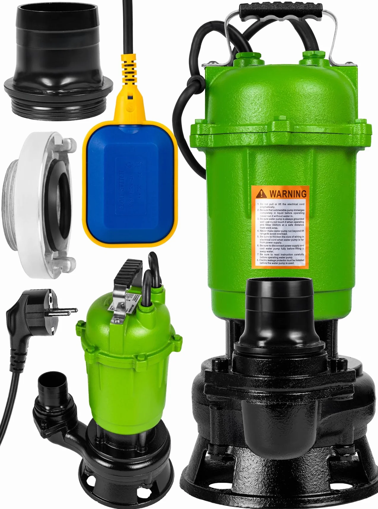 MalTec Pompa głębinowa do czyszczenia brudnej wody z rozdrabniaczem, 12000 l/h, głębokość 8 m, z metalu, przełącznik pływakowy, pompa