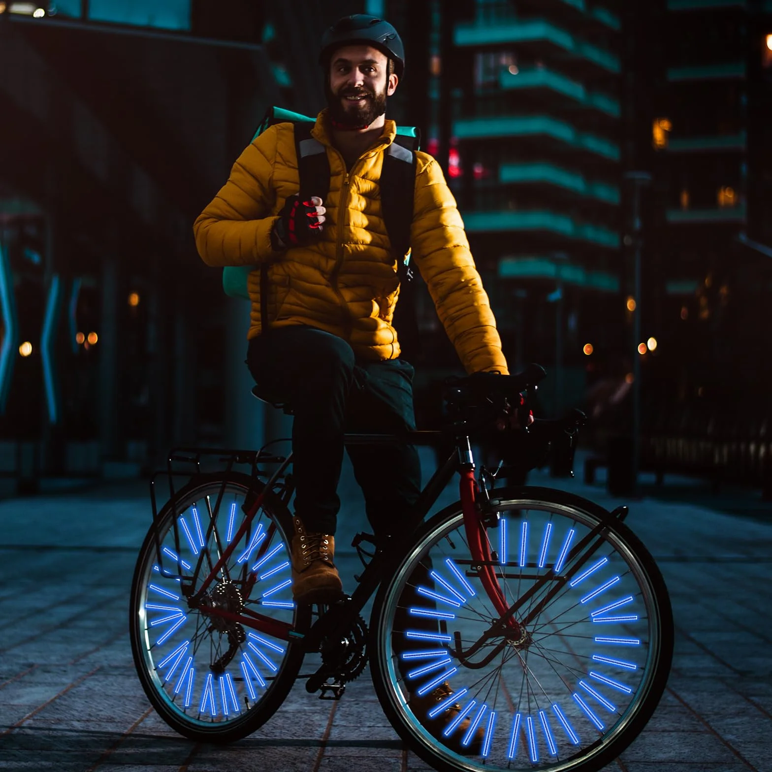 Abeillo 36 sztuk reflektorów na szprychy rowerowe, widoczność 360°, odblaski szprych do popularnych kół szprychowych, do jazdy nocą, łatwy montaż (niebieskie)