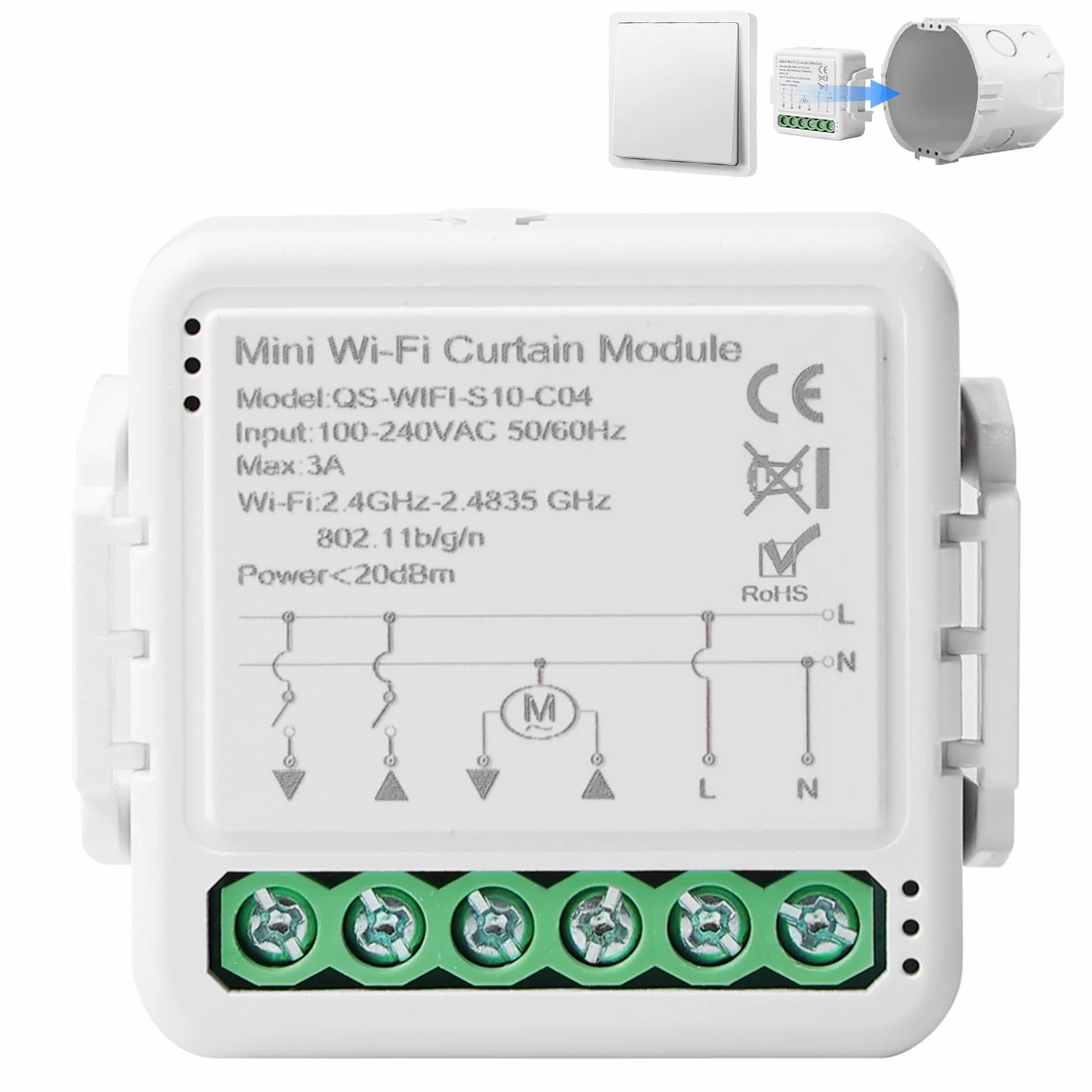 Moduł przełącznika rolet WiFi Smart, kompatybilny z Google Home/Smart Life/Tuya Smart