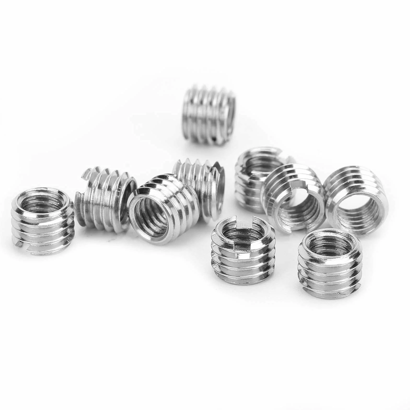10 Sztuk Wkładki Gwintowe Zapięcie Sprzętowe Wewnętrzne M6 * 1.0 Zewnętrzne M8 * 1.25 Długość 6 MM Mężczyzna Kobieta Nakrętka Redukcyjna Sprzęt ze Stali Nierdzewnej Narzędzie do Naprawy