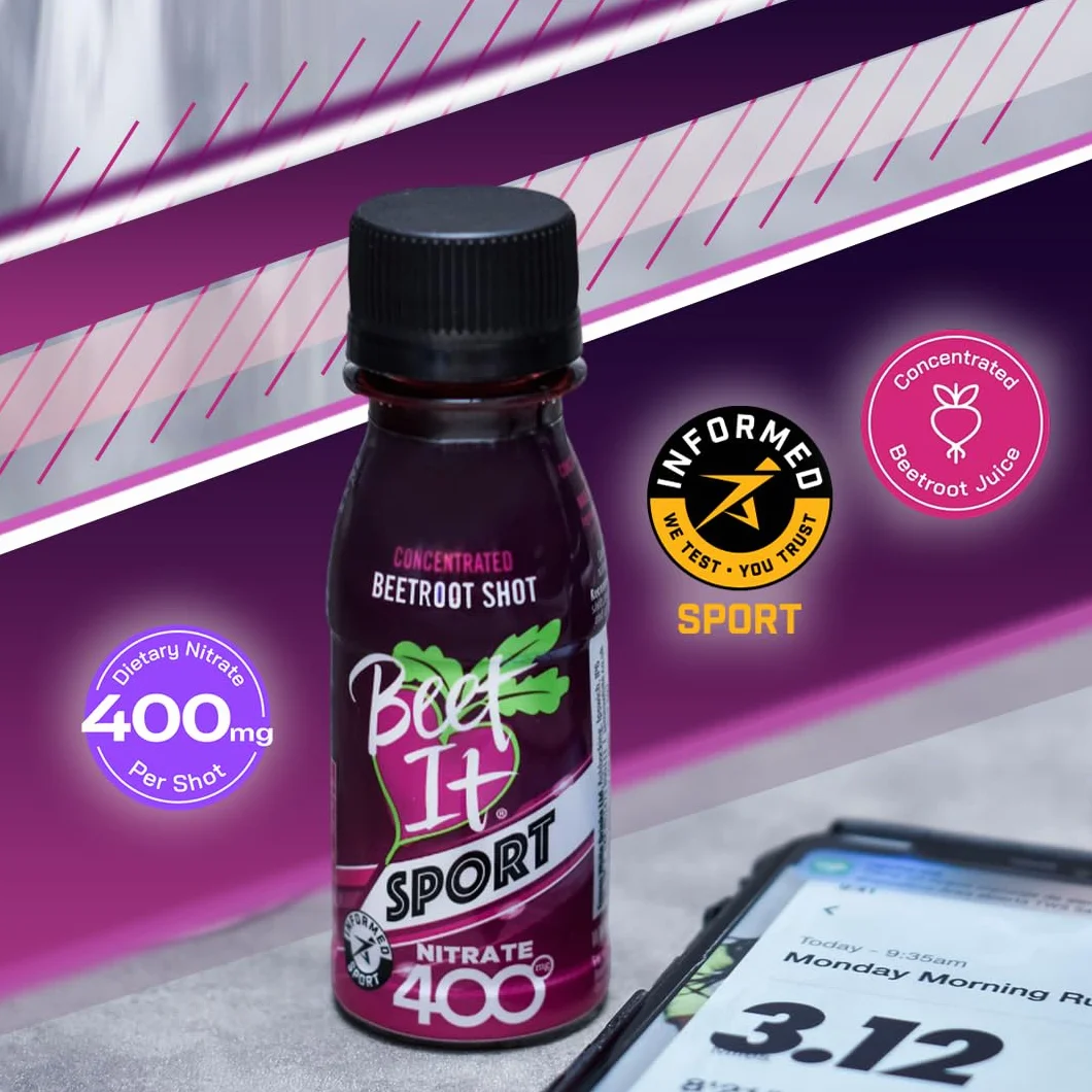 Beet It Sport Nitrate 400 – zastrzyki o wysokiej zawartości azotanu – skoncentrowany sok z buraków (15 x 70 ml) zwiększa wydajność tlenku azotu i wytrzymałość sportową