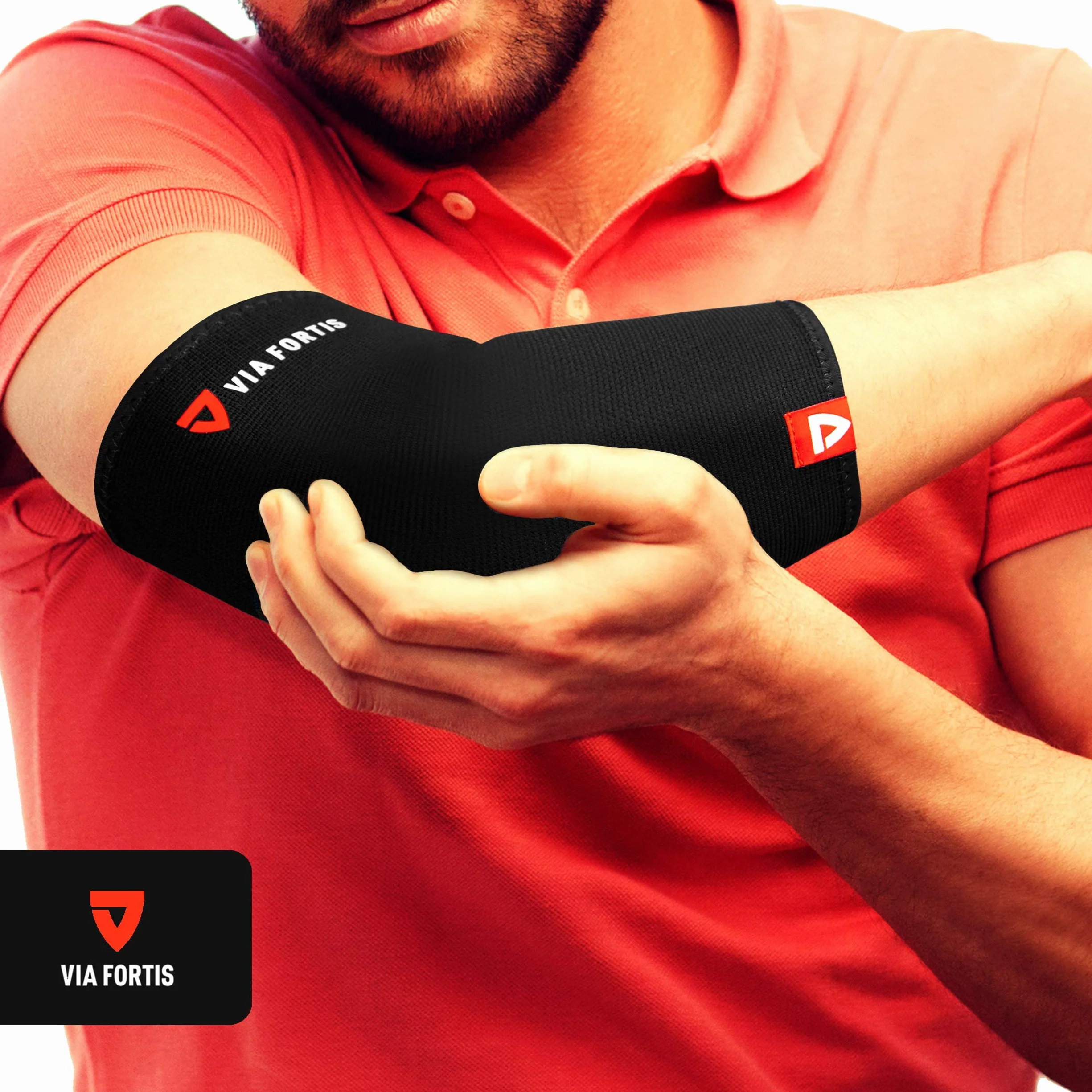 VIA FORTIS® Bandaż łokciowy - Utrzymuje staw łokciowy i mięśnie (Unisex) - Na zapalenie ścięgien - zapalenie stawów - jako bandaż do łokcia tenisowego - Ramię golfowe