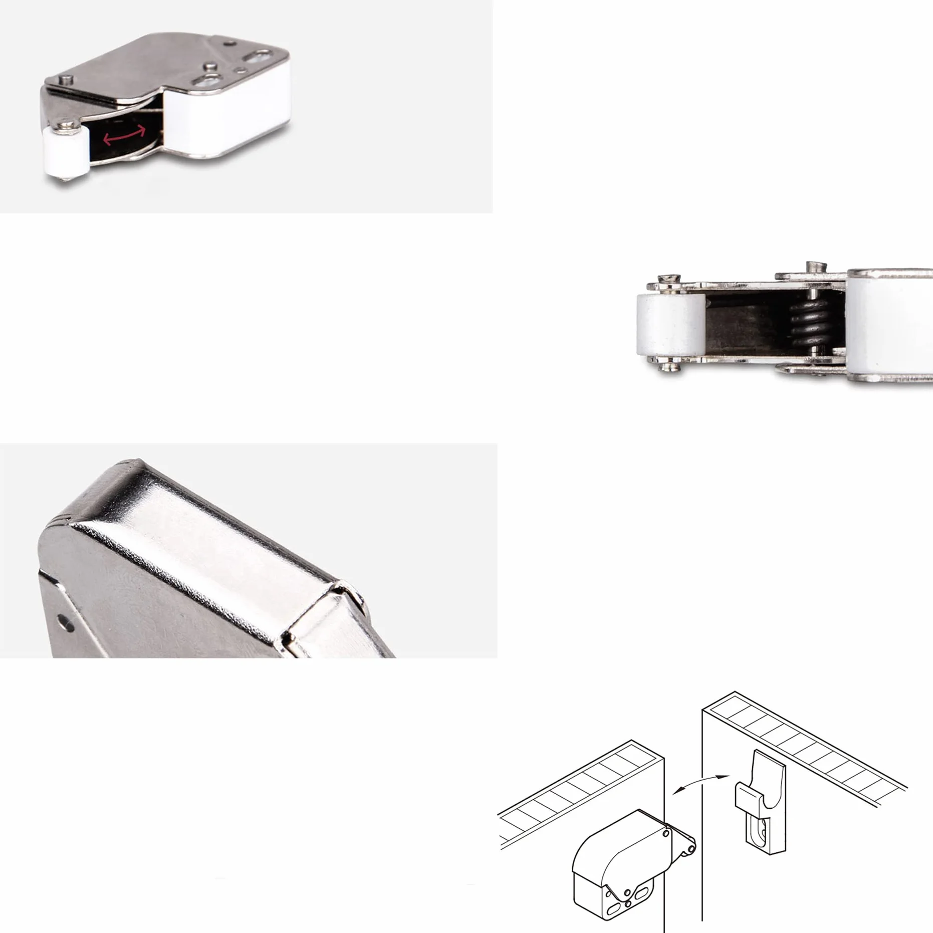 Push to Open Mini Zatrzask do Szafek kuchennych Drzwi do Szafy Automatyczny Zatrzask Sprężynowy Dotykowy do Mocowania Śrubowego 15 szt