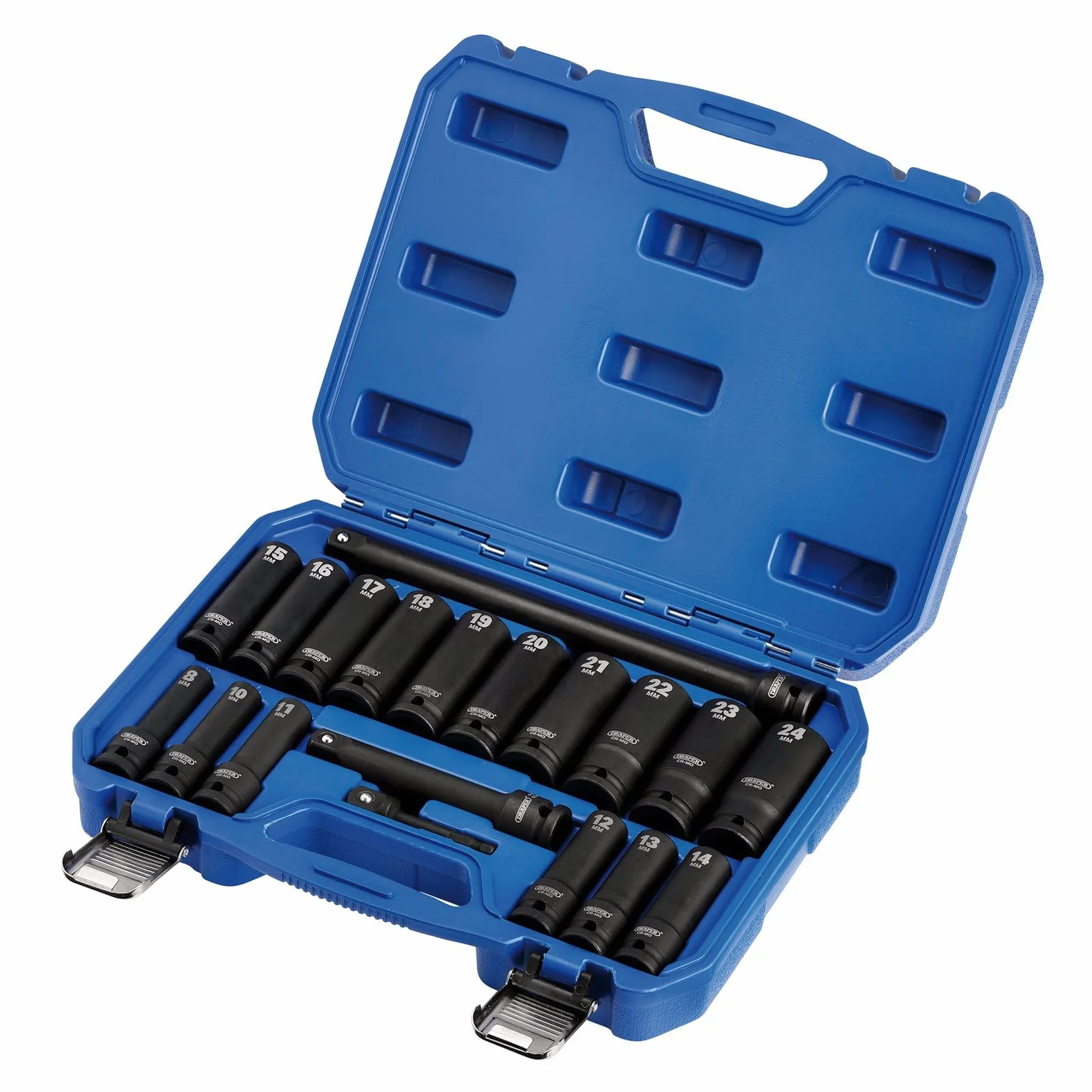 Draper 04577 HI-TORQ Metric Deep Impact zestaw nasadek udarowych, 1/2" Sq. Dr. (19 sztuk)