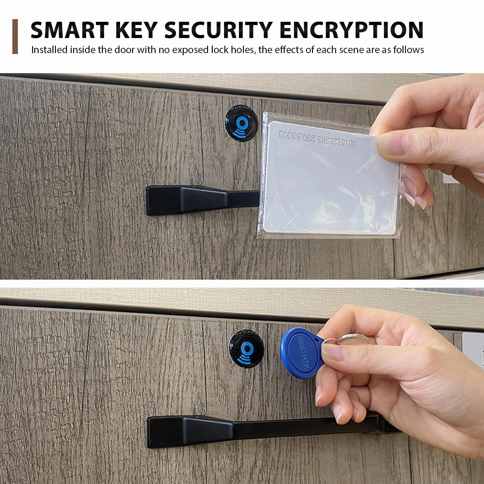Sporgo Inteligentny zamek do szafy NFC: zamek meblowy z 3 breloczkami do kluczy i 2 kartami RFID, ukryty inteligentny zamek, bezotworowe zamki do szuflad, szaf, szafek i fabryk
