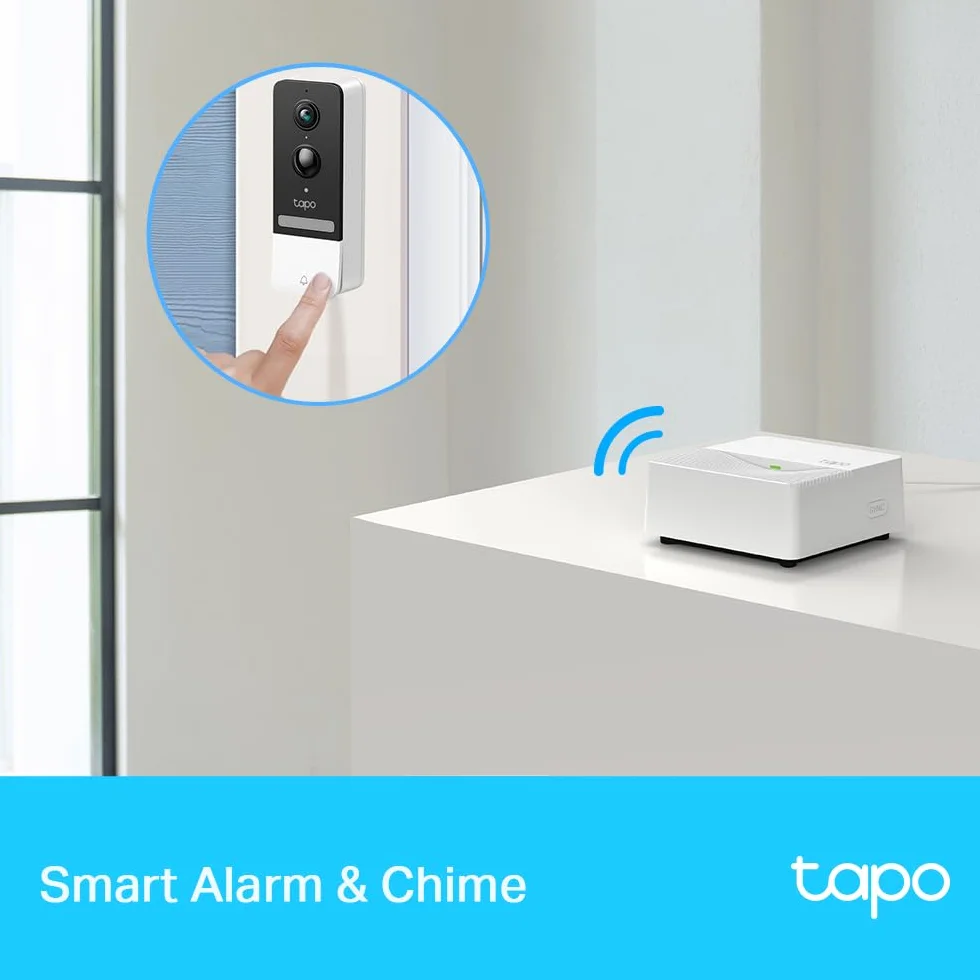 Tapo Smart Hub z dzwonkiem, hubem + alarmem, podłącz do 64+4 urządzeń, 19 opcji dzwonka, nie wymaga okablowania, pamięć MicroSD (do 512 GB), biały (Tapo H200)
