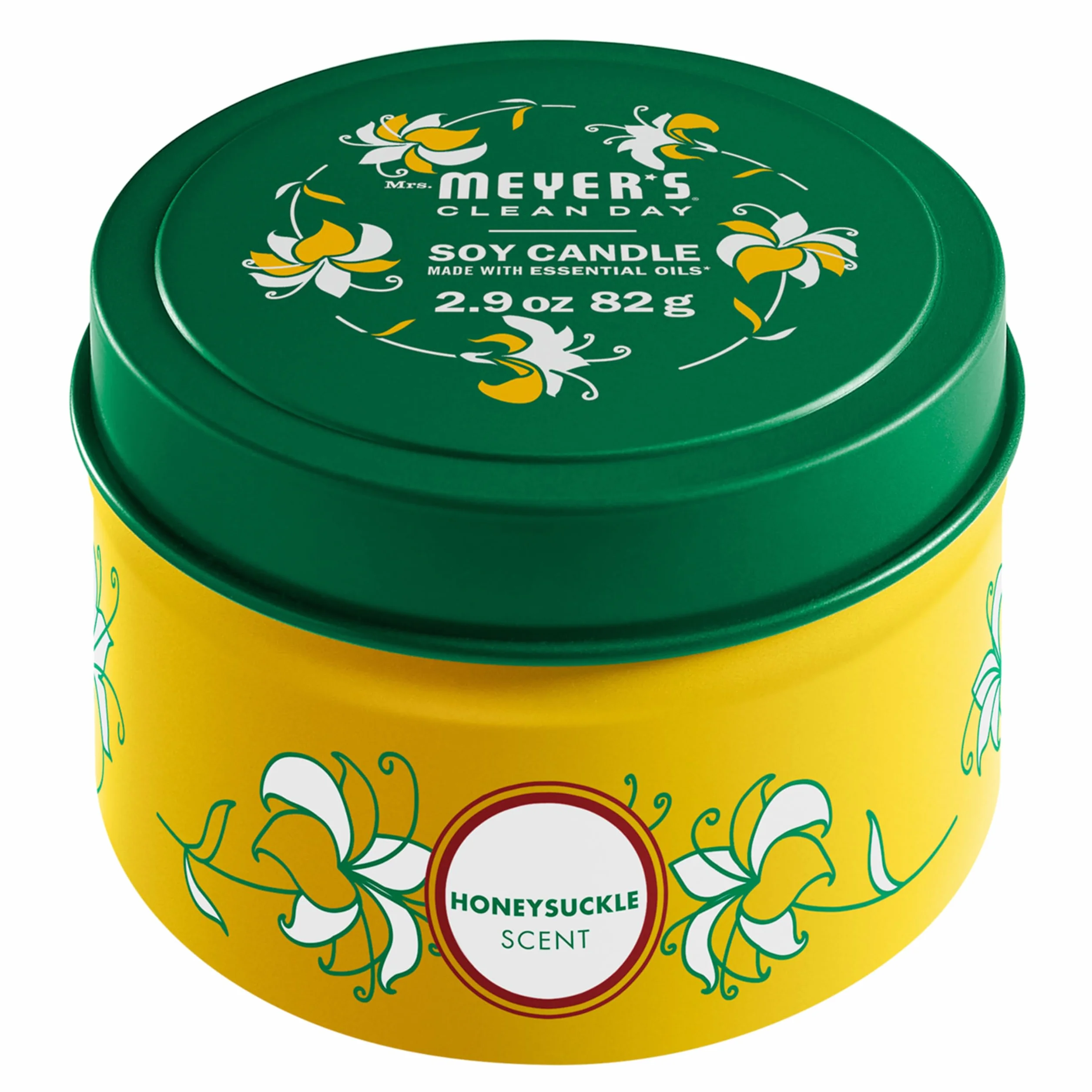 MRS. MEYER'S CLEAN DAY Świeca z cyny sojowej, czas palenia 12 godzin, wykonana z wosku sojowego i olejków eterycznych, wiciokrzew, 82 g