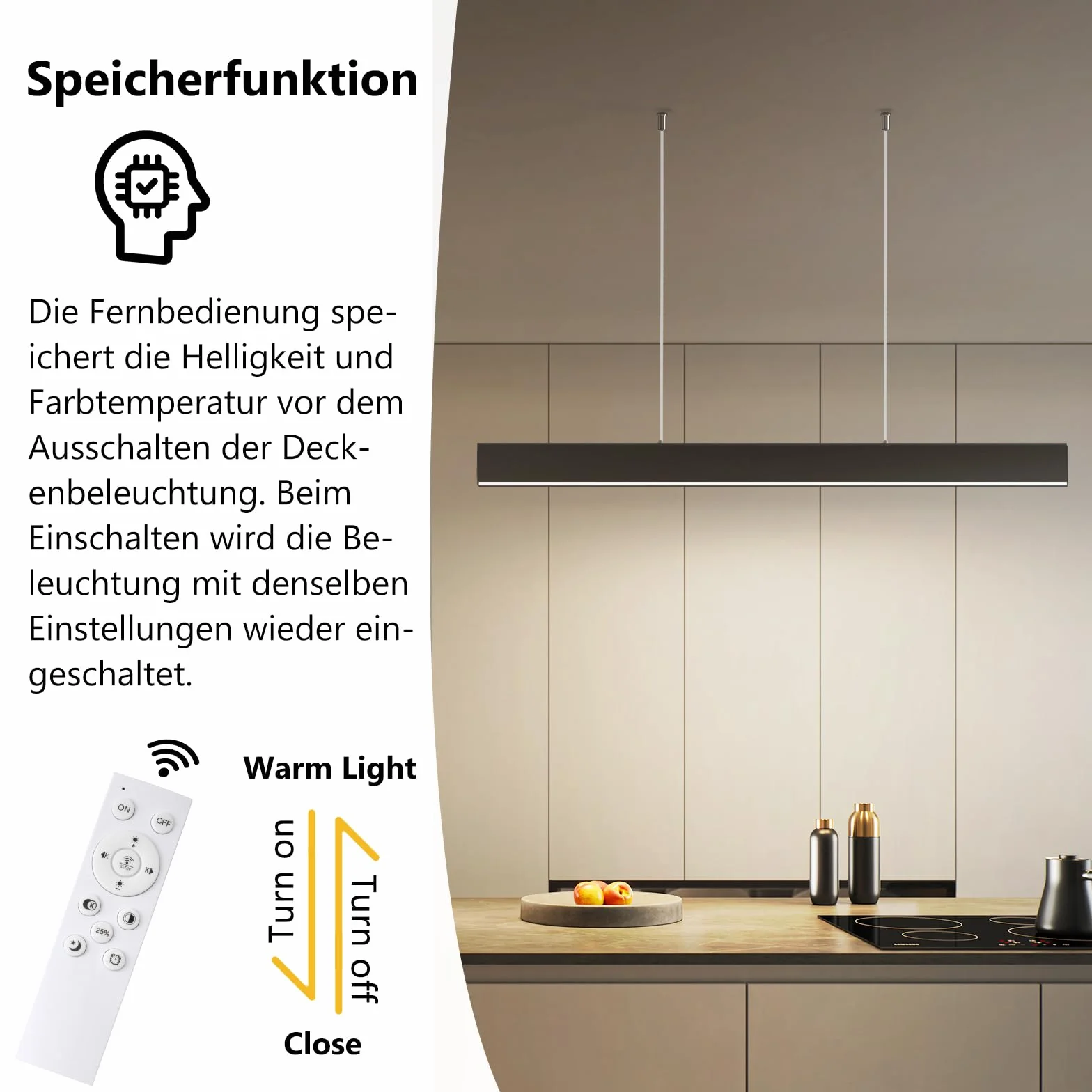 OOWOLF Lampa wisząca LED 40 W, ogniskowana 4000 K, miękkie białe światło, 120 cm, do biura, salonu, jadalni, garażu