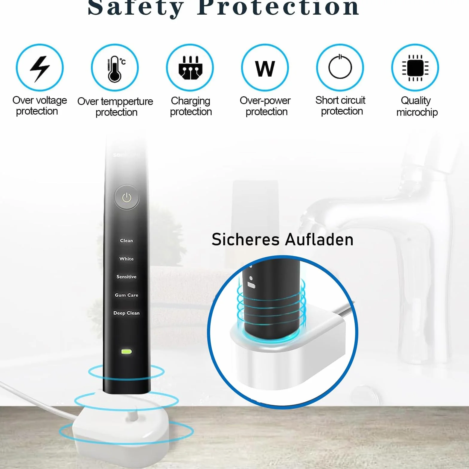 Zamiennik ładowarki Philips Sonicare – elektryczna stacja ładująca do szczoteczek do zębów kompatybilna z HX6100, HX6000, HX3000, HX8000, HX9000, HX6150, HX6750