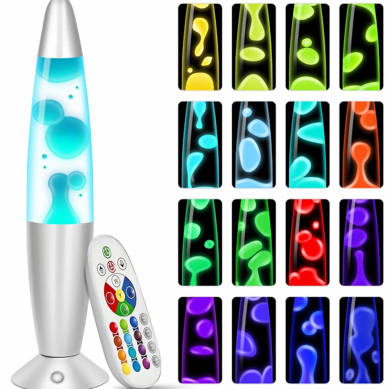 Lampa lawowa dla dzieci ze zmianą koloru, lampa lawowa, dla dorosłych, 17 kolorów, lampka nocna LED, relaksująca, idealna do sypialni, salonu, jako dekoracja domu