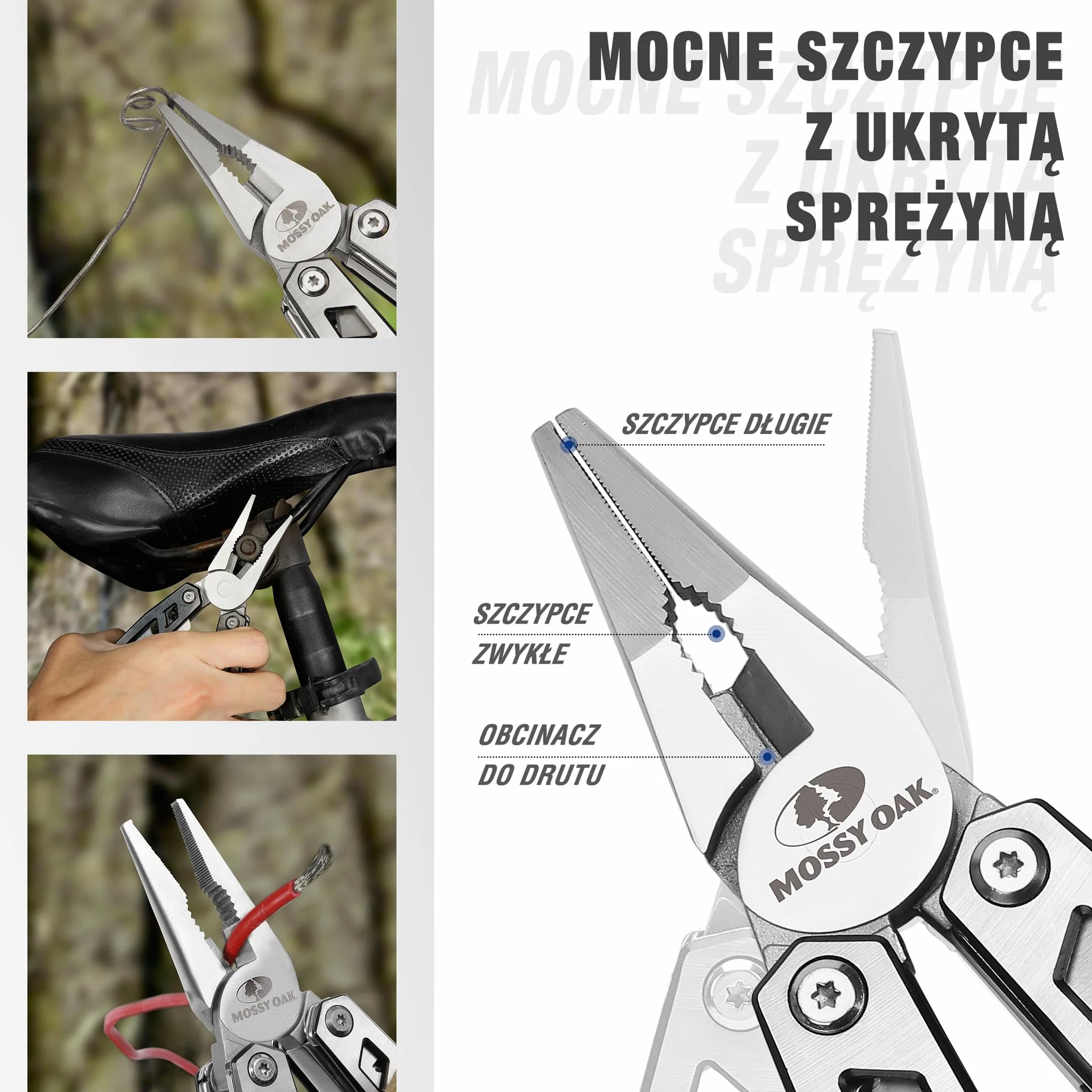 Mossy Oak szczypce wielofunkcyjne, 21 w 1, wielofunkcyjne narzędzie ze szczypcami, składany nóż Mulitool na kemping, wędrówki, w zestawie z przenośnym etui