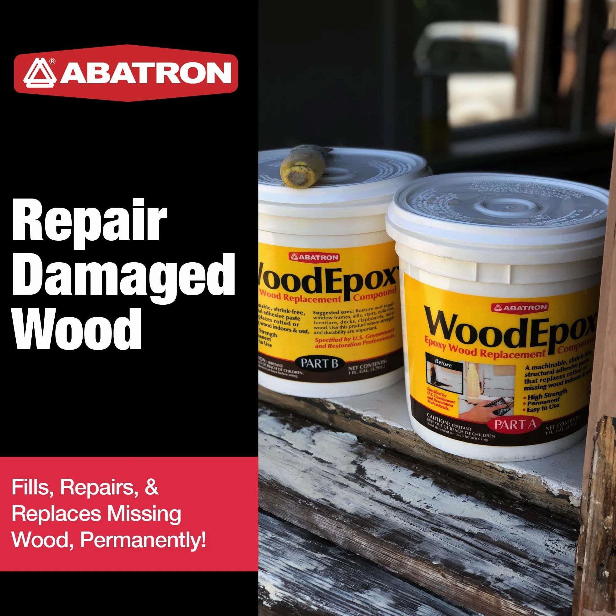 Abatron Epoxy Wood Ersatzkomposit, 2-Quart Kit, Teil A & B