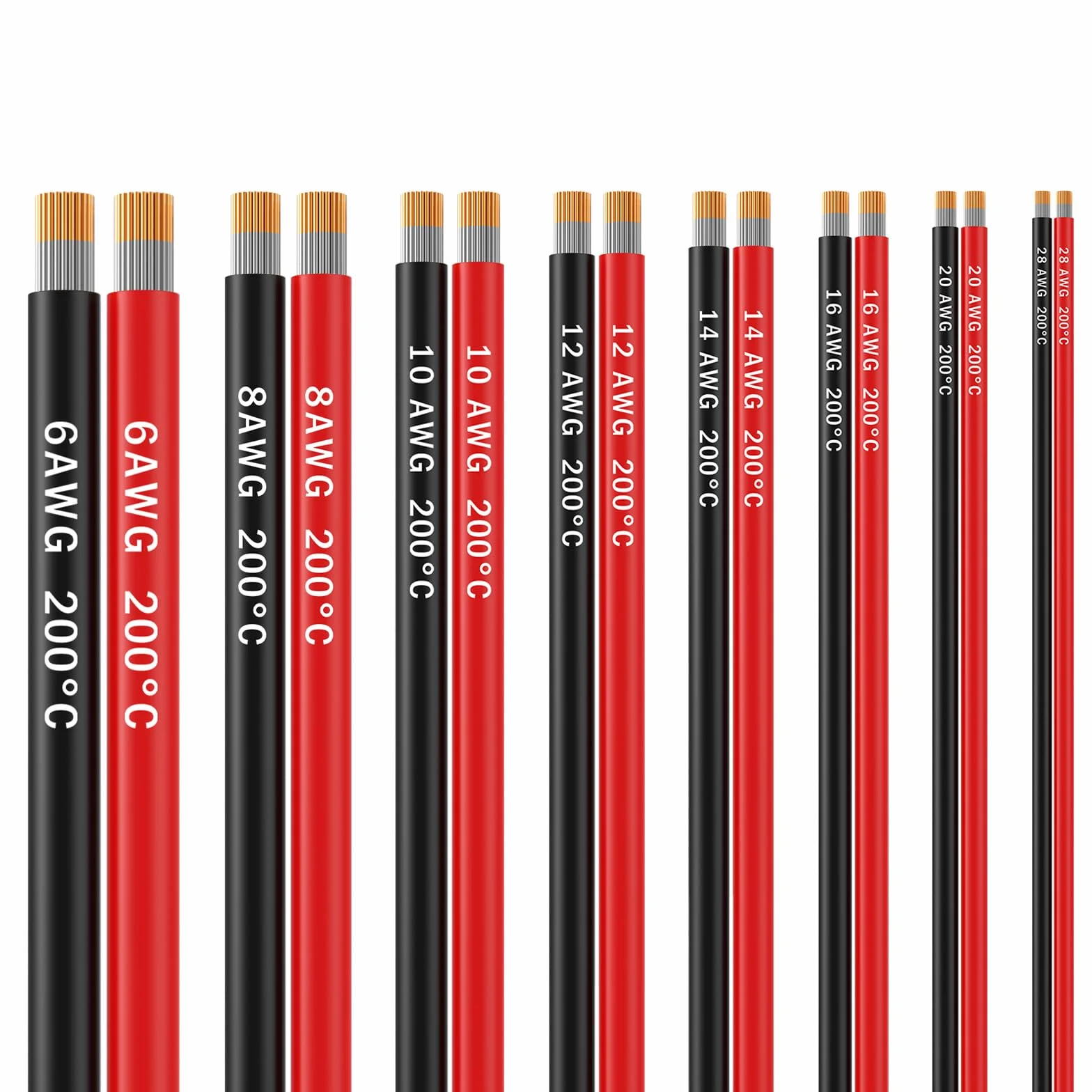 MMOBIEL 20 AWG silikonowy kabel elektroniczny – 20 G (0,52 mm²), ocynkowany kabel miedziany – 2 oddzielne kable czerwone i czarne, każdy 2,5 m do naprawy elektrycznej, czujników, dronów, kabli