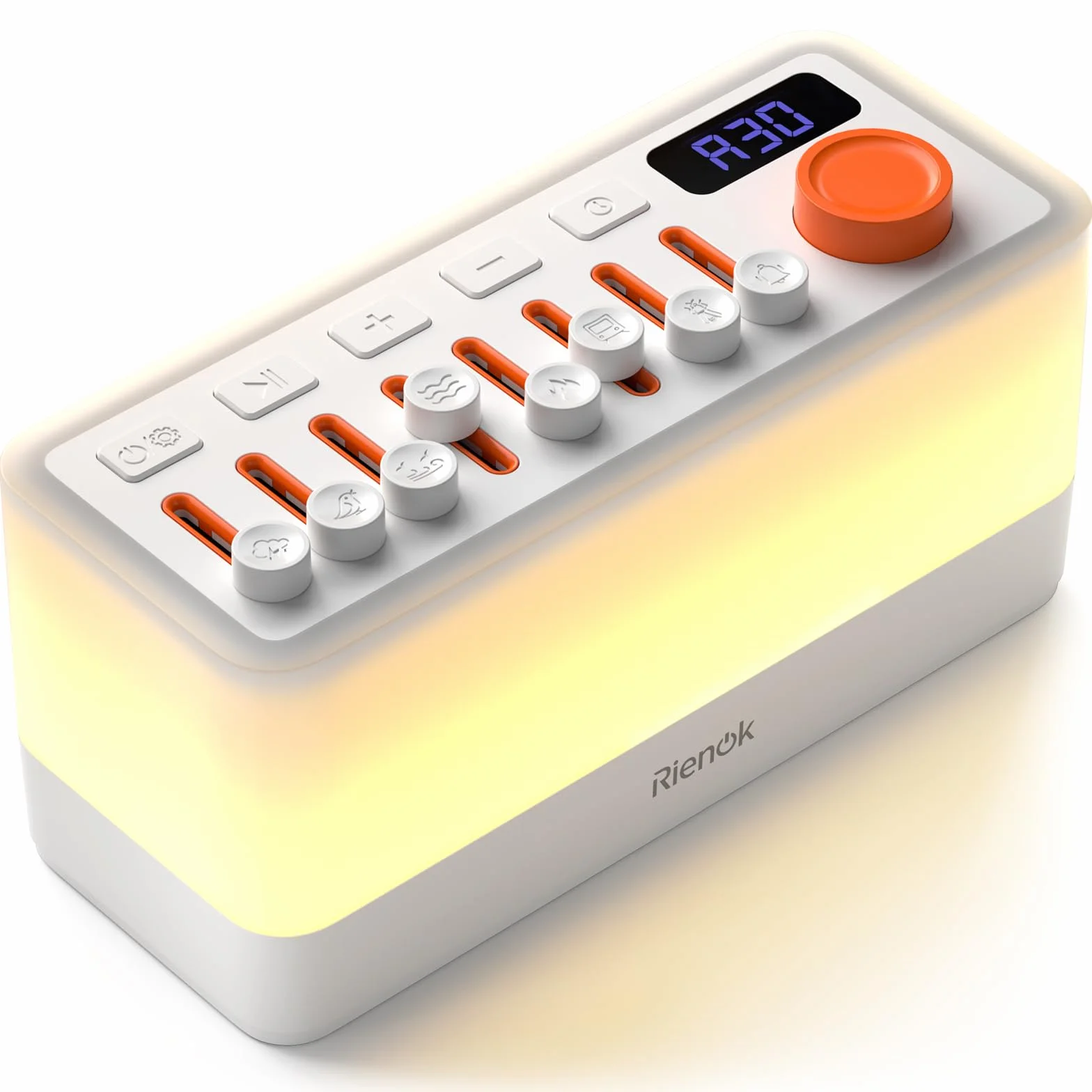 RIENOK Głośnik Bluetooth z lampką nocną, 11 kolorów RGB, ściemnialna lampka nocna, 8 dźwięków natury, maszyna dźwiękowa, prezenty dla dzieci, dziewcząt, nastolatków, kobiet