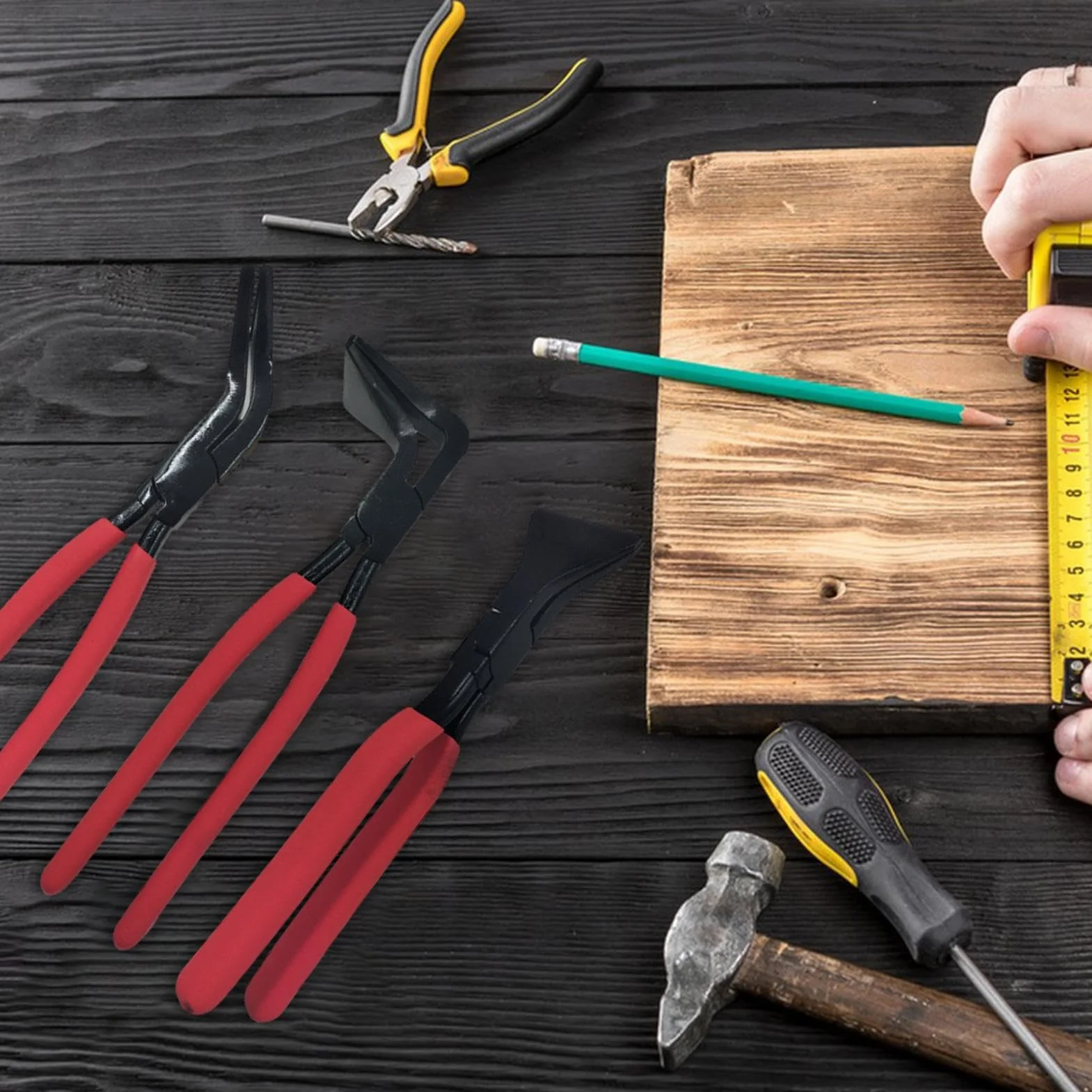 Zestaw Cęgów Blacharskich 3 Sztuki Ręczne Narzędzie do Gięcia i Łączenia | Ergonomiczne Cęgi Do Zaginania Metalu Do Napraw Samochodów Budowy Mebli Prac Hydraulicznych I Pokryć Dachowych