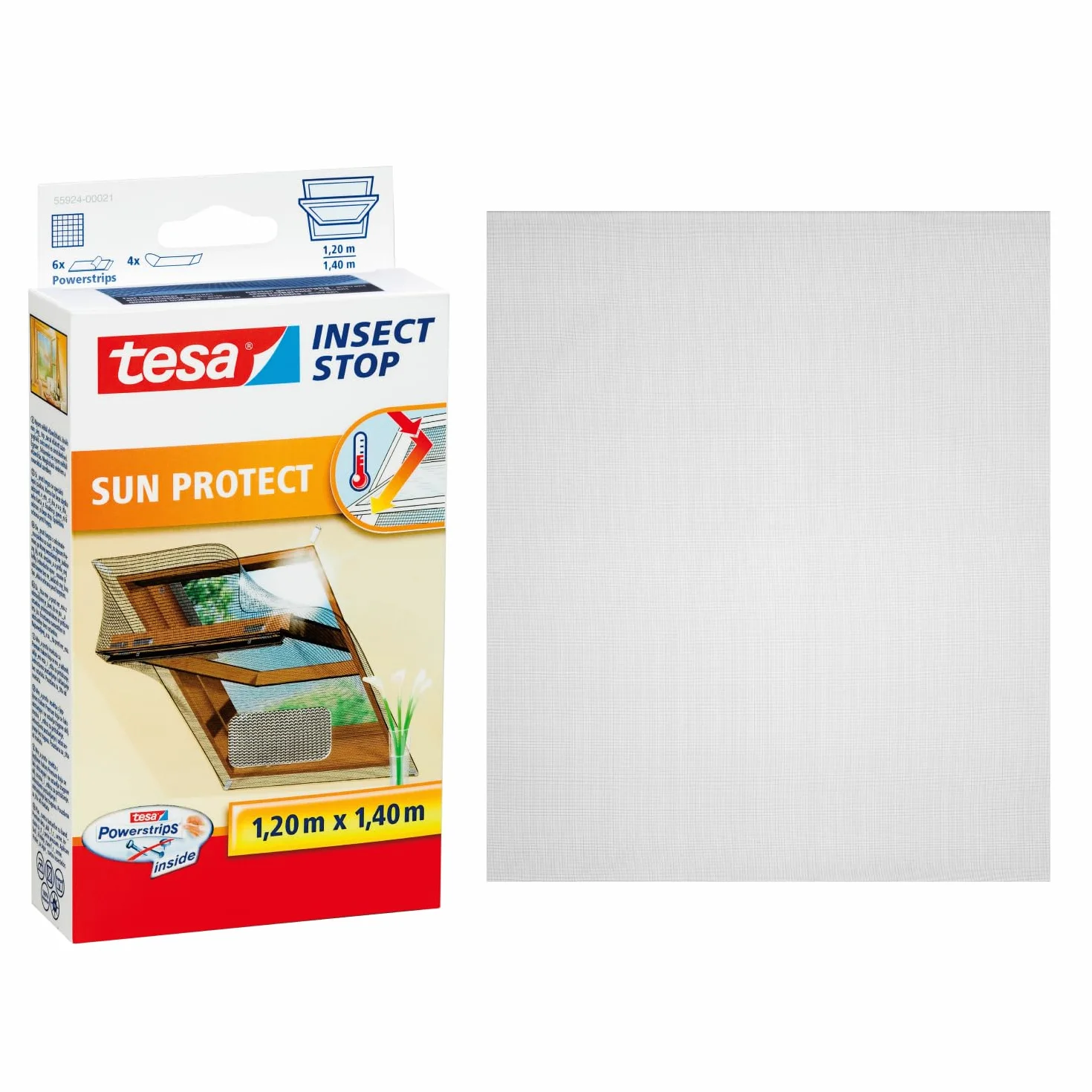 tesa INSECT STOP 2-in-1 Sun Protect and Fly Screen for Roof Windows Premium - siatka z ochroną przeciwsłoneczną do okien dachowych, bez wiercenia, antracyt - 120 x 140 cm