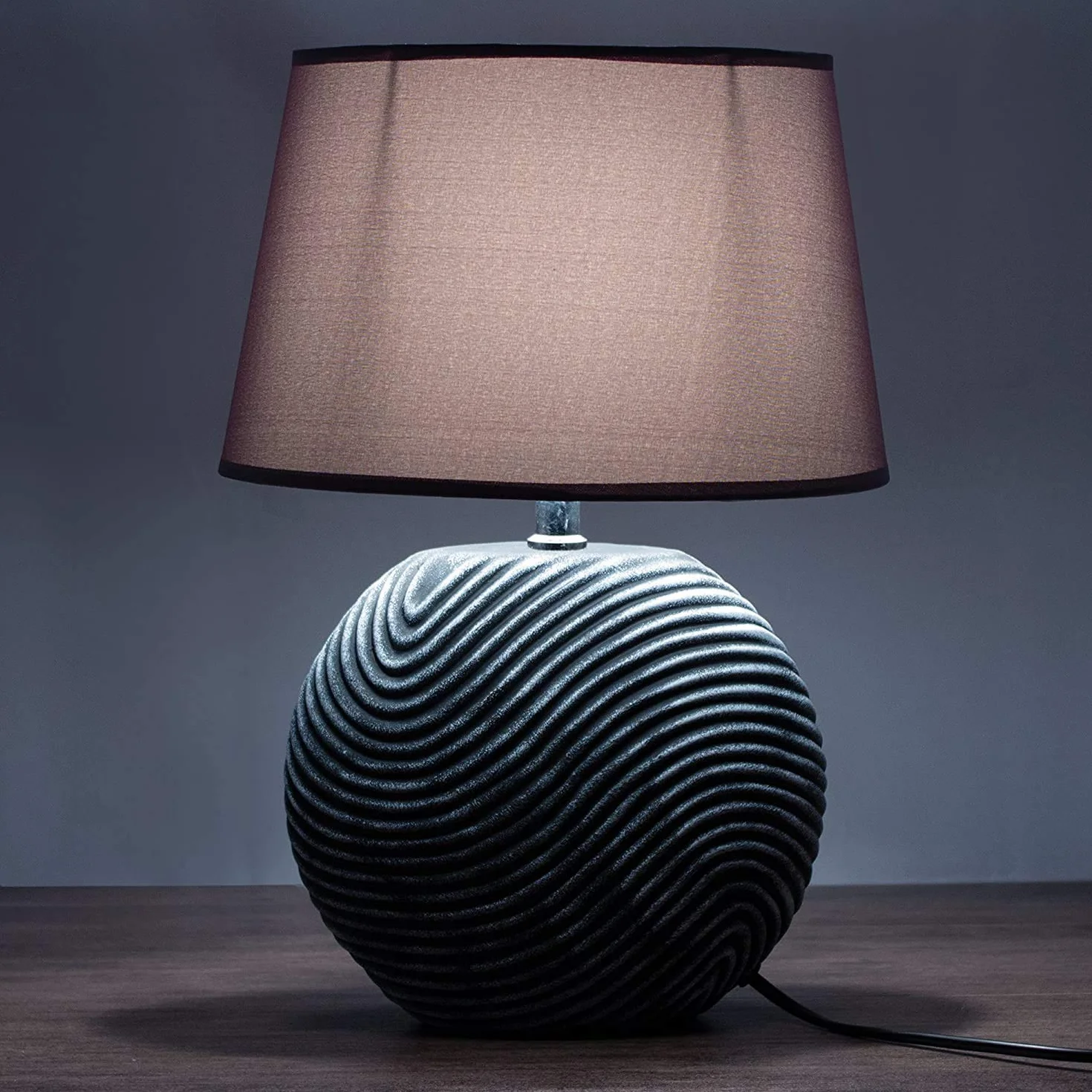 BRUBAKER Lampka stołowa lub nocna Zen Garden antracyt szara - ceramiczna podstawa o dwukolorowym, matowym wykończeniu - wysokość 38 cm