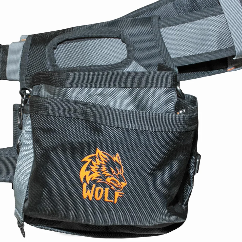 WOLF WTB300 wytrzymały wyściełany pasek roboczy na narzędzia z torbami | uniwersalna talia ciała | oddychająca organizacja komfortu | Wykonawcy, elektrycy, stolarze, złota rączka, nylon balistyczny i