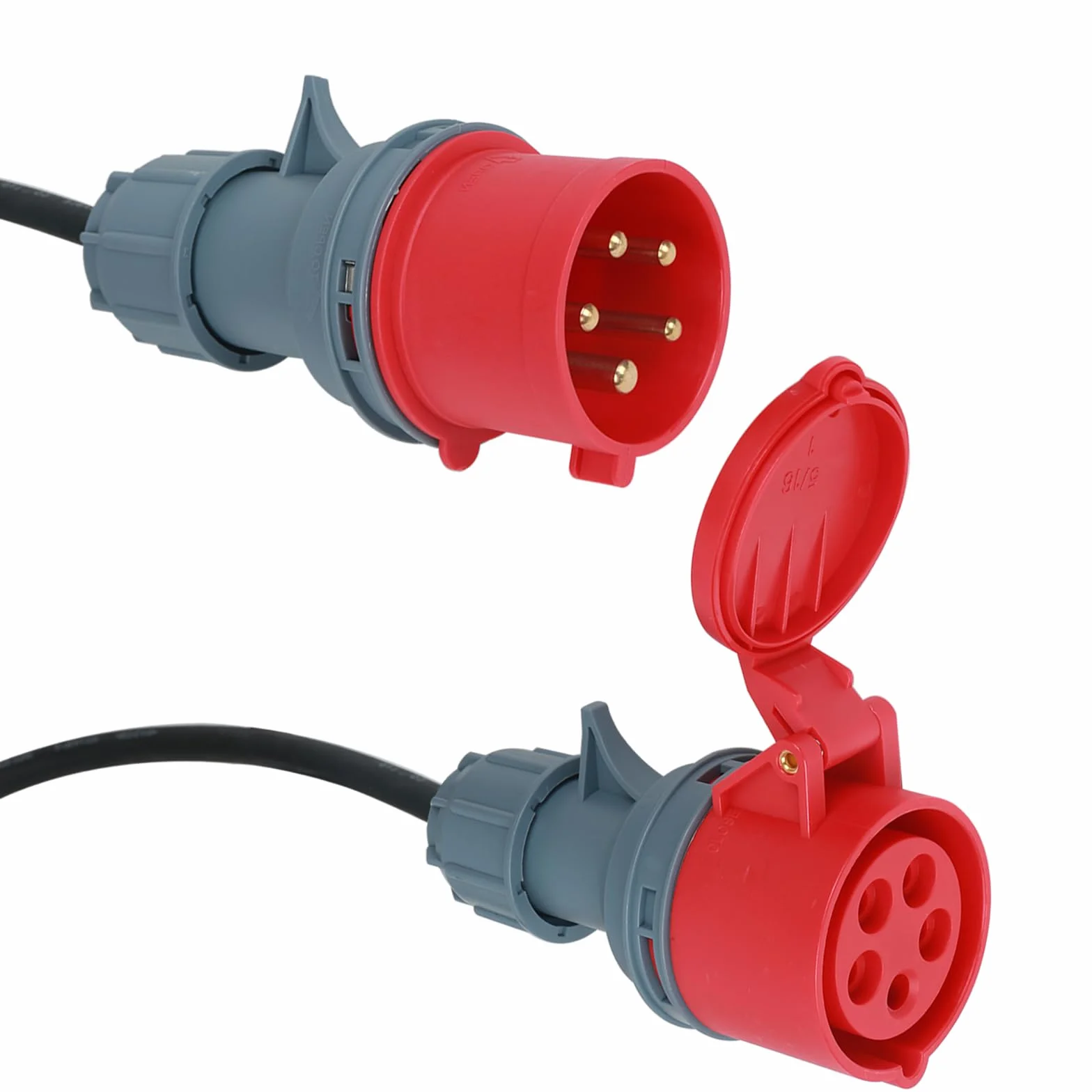 CEE adapter 32 A na 16 A, sprzęgło 5-biegunowe, 5 x 2,5 mm² wąż gumowy, kabel przyłączeniowy, złącze Schuko IP44 (5-biegunowy)