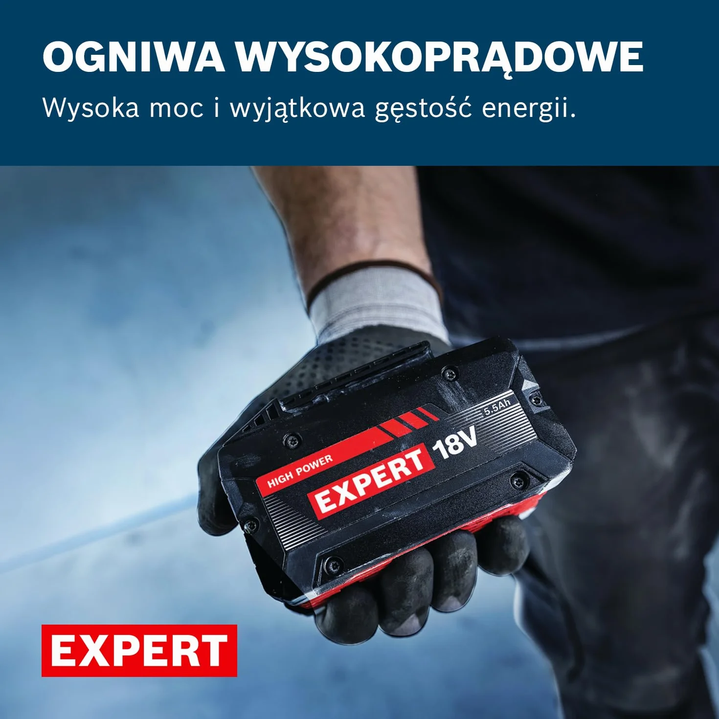 Bosch EXPERT 18V System Wysokoprądowy zestaw akumulatorów: 4 akumulatory EXBA 18V-55, walizka L-BOXX 136
