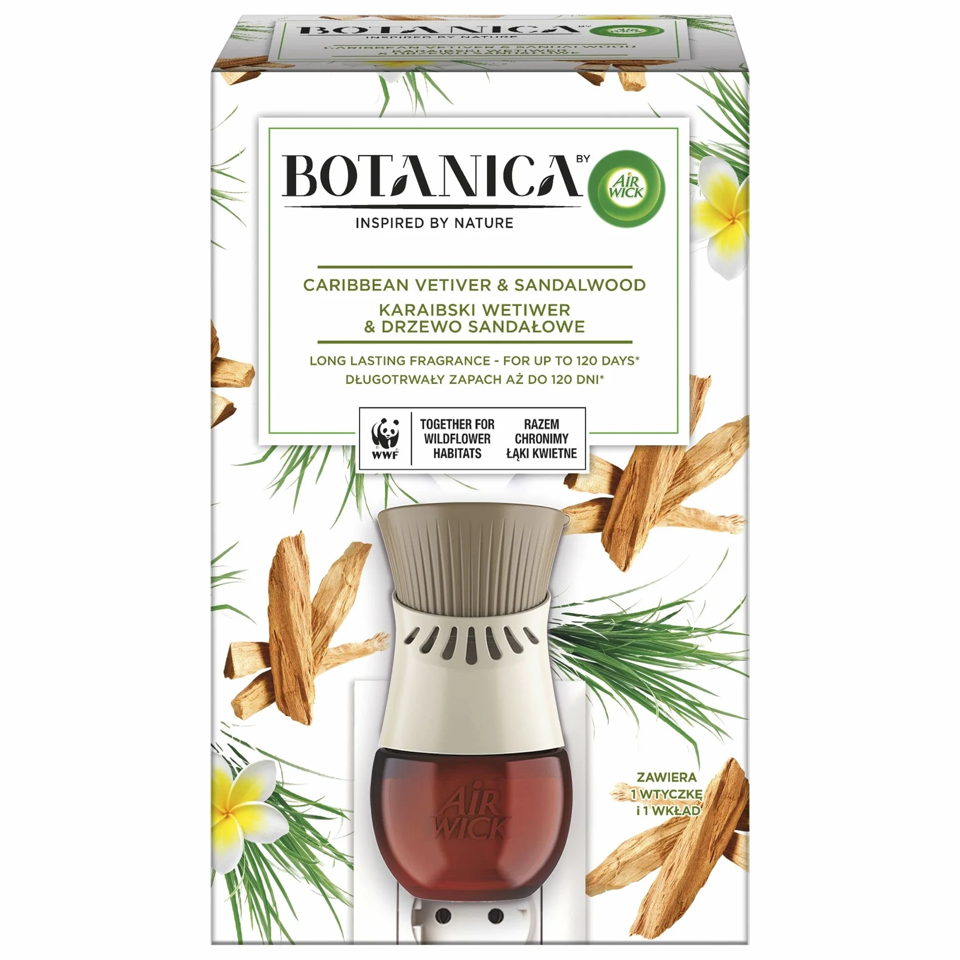 Botanica by Air Wick Karaibski Wetiwer & Drzewo Sandałowe/Caribbean Vetiver & Sandalwood 19ml Komplet