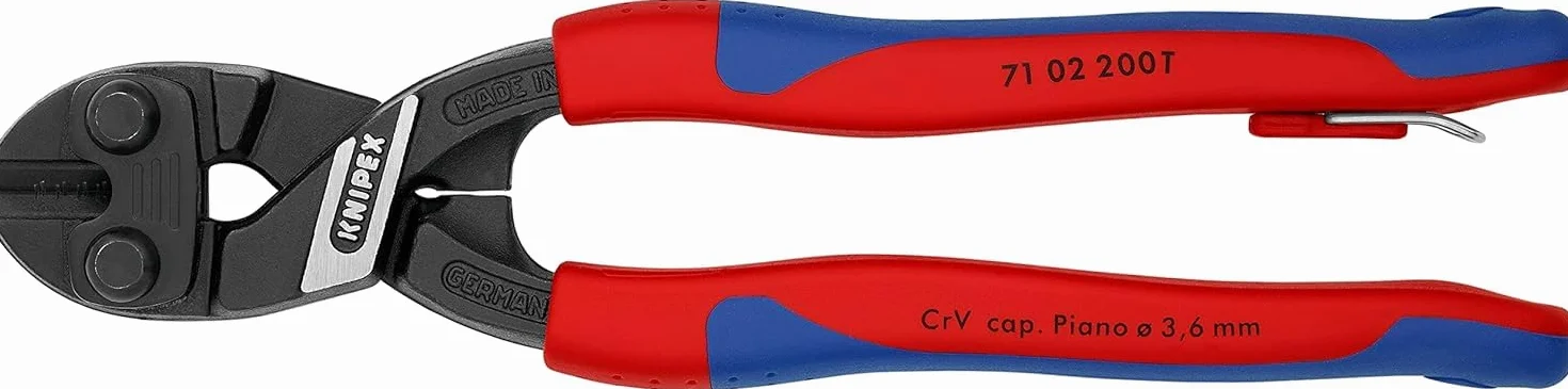 KNIPEX CoBolt Kompaktowe szczypce tnące przegubowe z wąskimi, wielokomponentowymi nasadkami, zintegrowany zaczep, 71 02 200 T