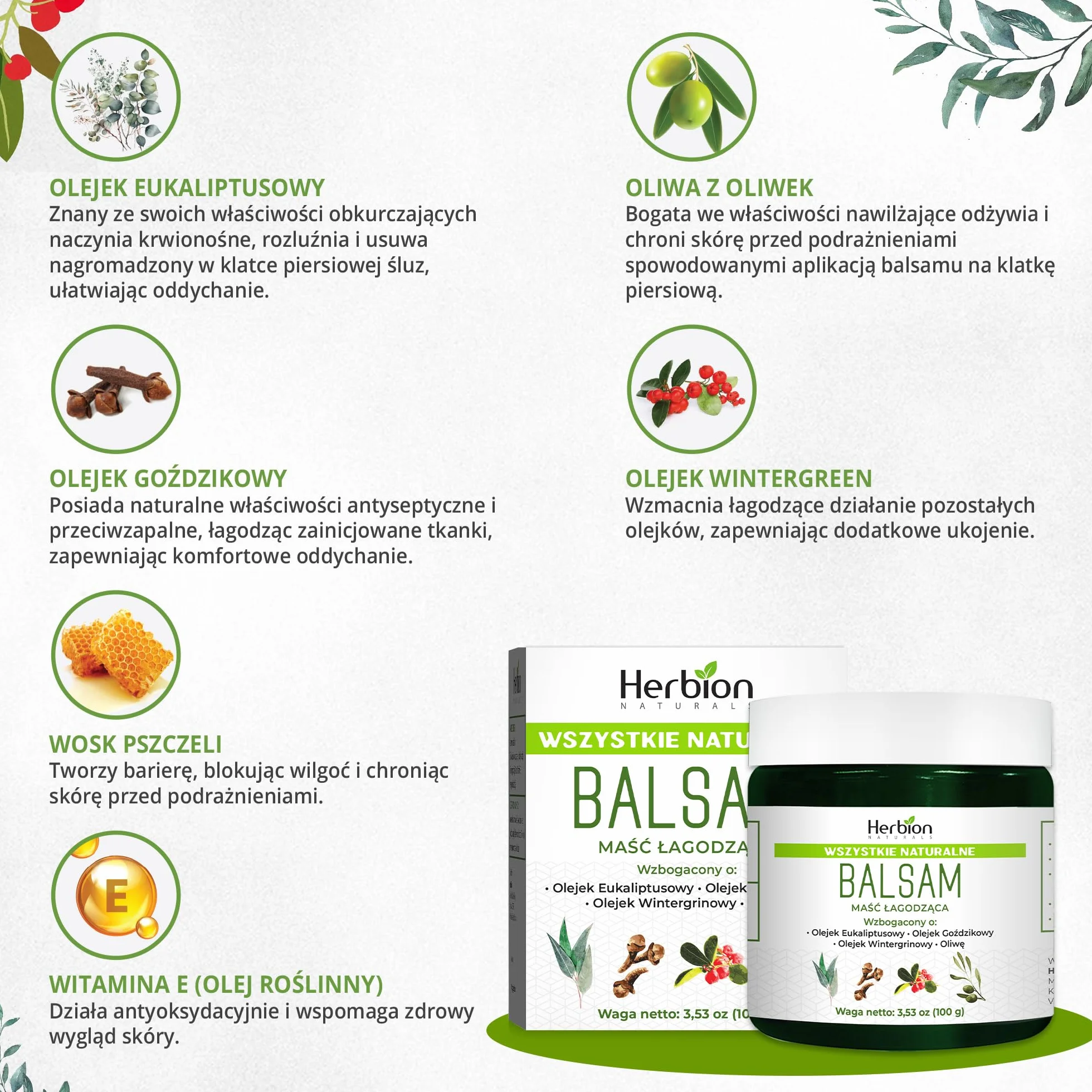 Herbion Naturals Chest Rub, Naturalna maść łagodząca, 100 gm