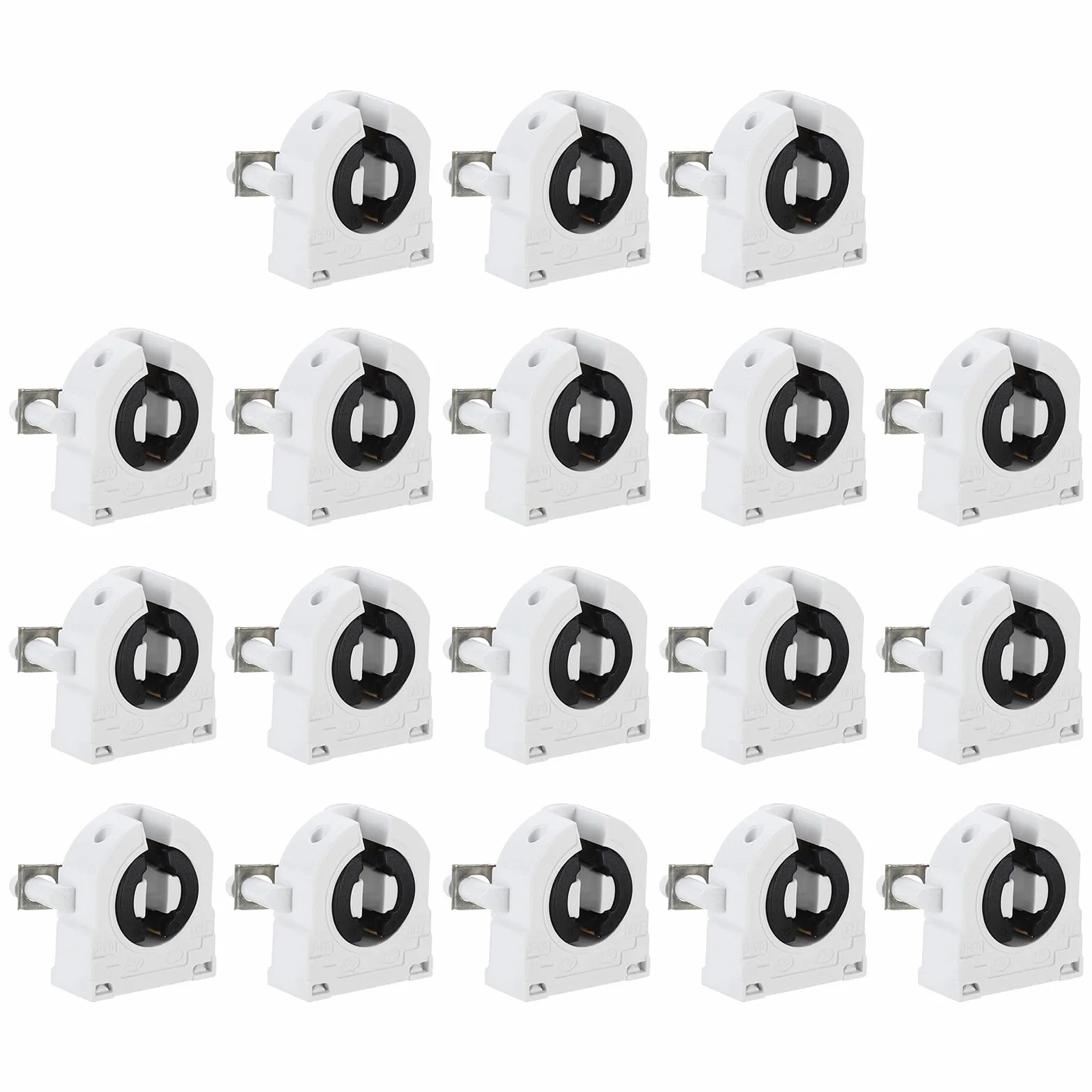 PATIKIL T8 uchwyt do świetlówki, 18 szt. G13 oprawka świetlówki LED 250 V nieprzełączany typ obrotowy uchwyt do lampy zamiennik, 27 x 31 x 18 mm