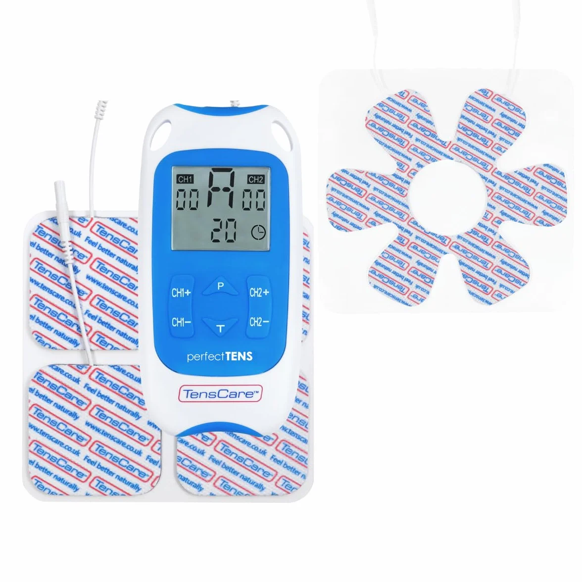 TensCare Perfect TENS - sprawdzone klinicznie urządzenie TENS łagodzące ból pleców, bioder, nóg, ramion, artretyzmu i rwy kulszowej + elektrody stawowe E-SF150
