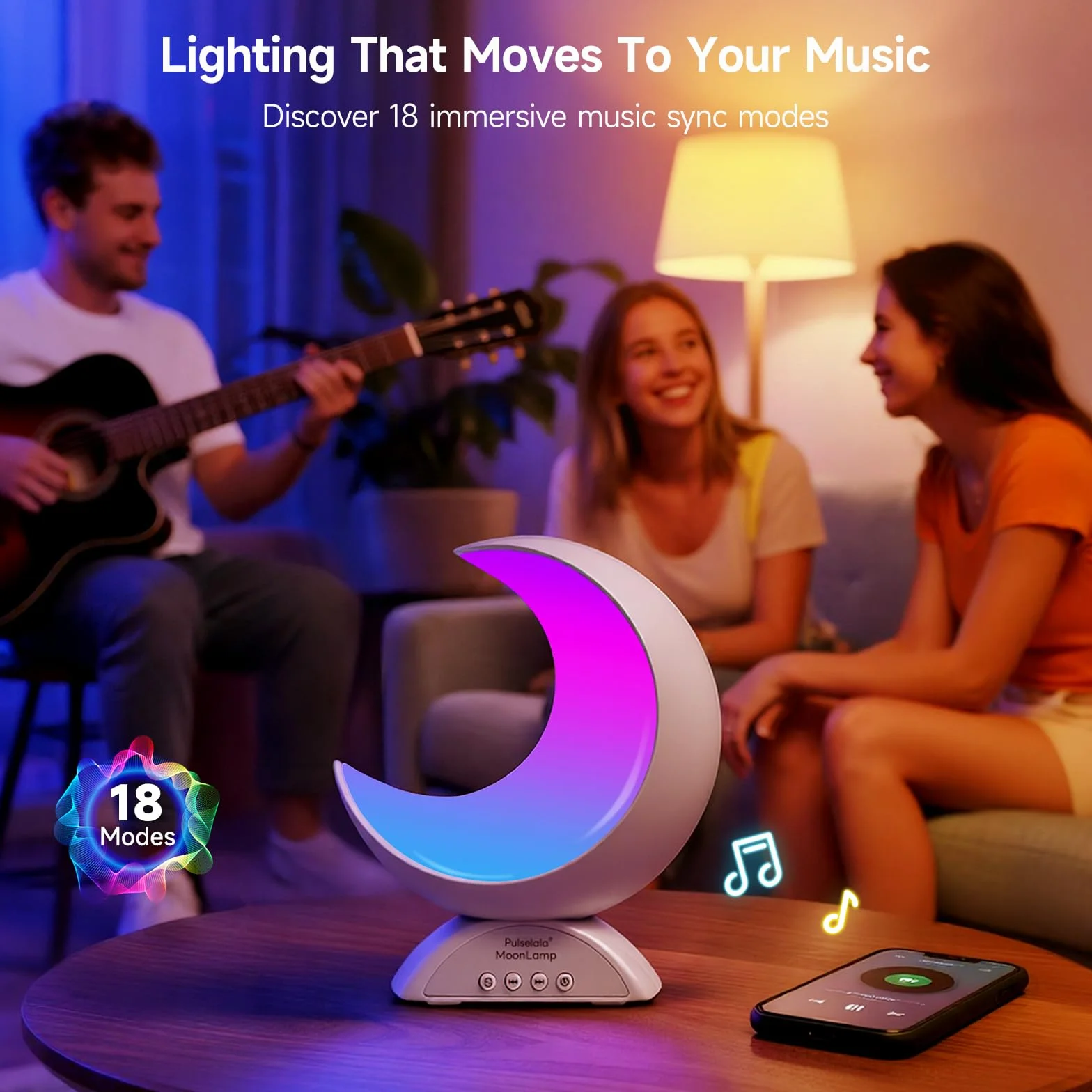 Lampa stołowa dotykowa z księżycem z regulowanym światłem RGB, trybem sceny i trybem muzyki, ciepłym białym światłem LED, nadaje się do dekoracji domu, sypialni, salonu, biurka.