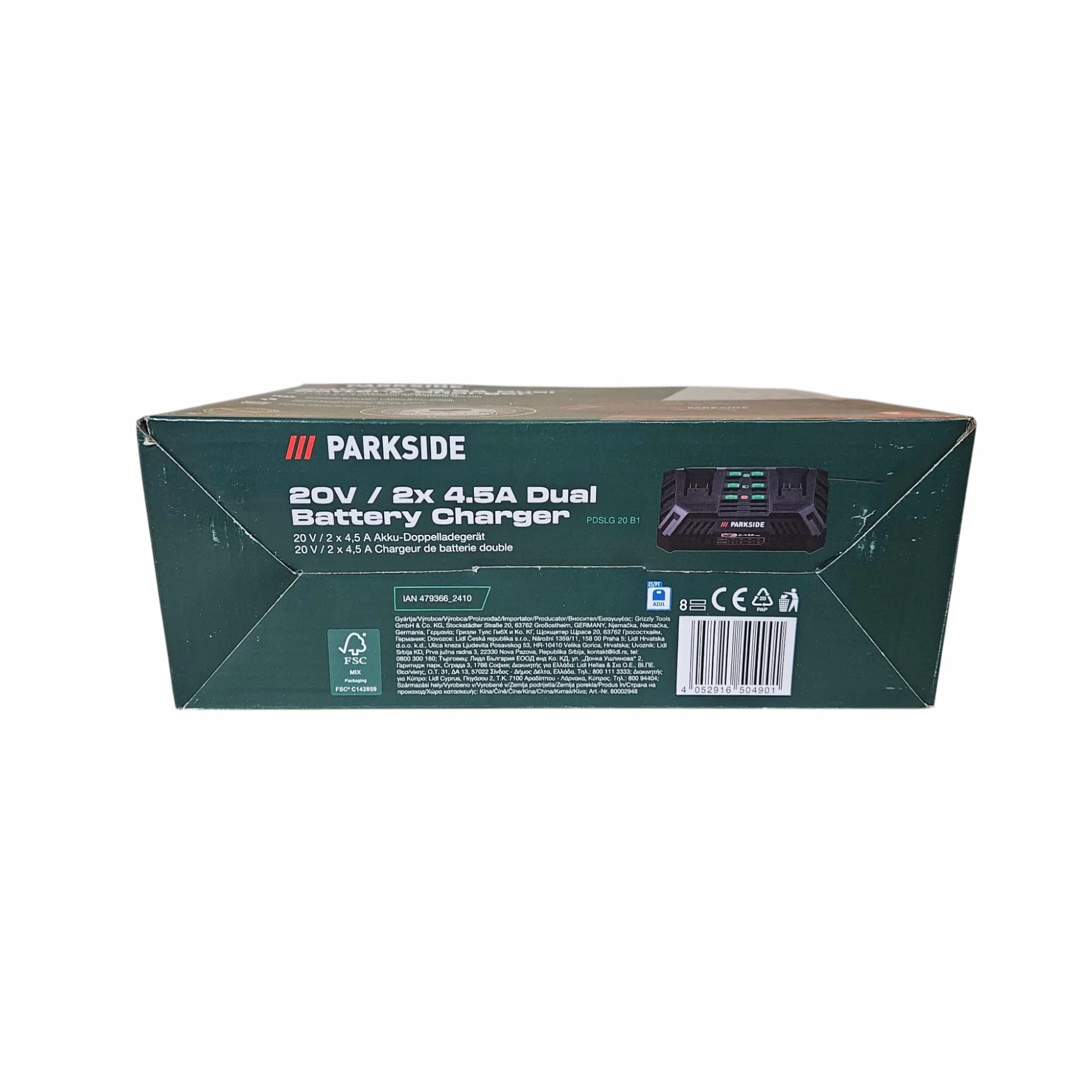 Podwójna ładowarka PDSLG 20 A1 (Parkside X20V)