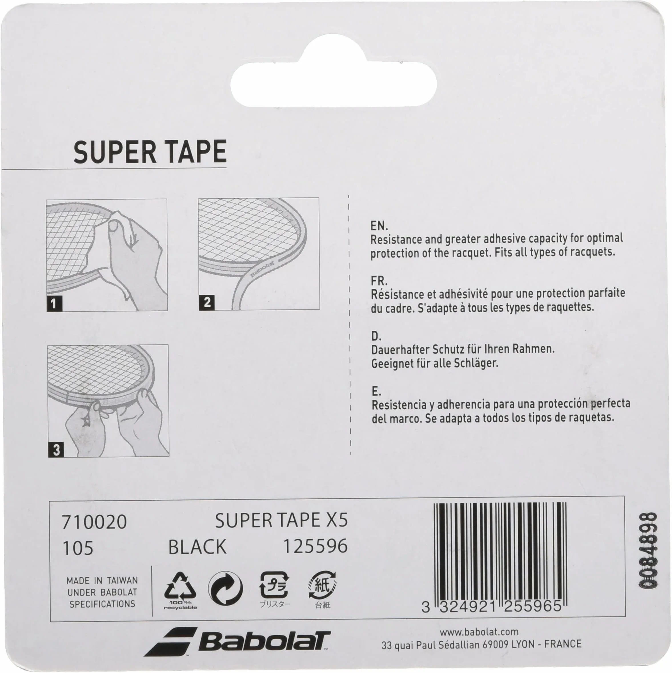 BABOLAT Taśma Super Saver - czarna, rozmiar jeden