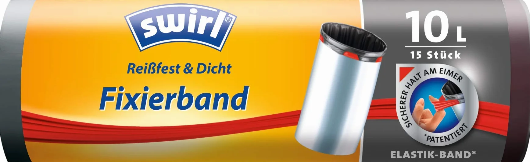 Swirl Worki na śmieci z taśmą mocującą 10 litrów, opakowanie 4 szt. (4 x 15 worków)
