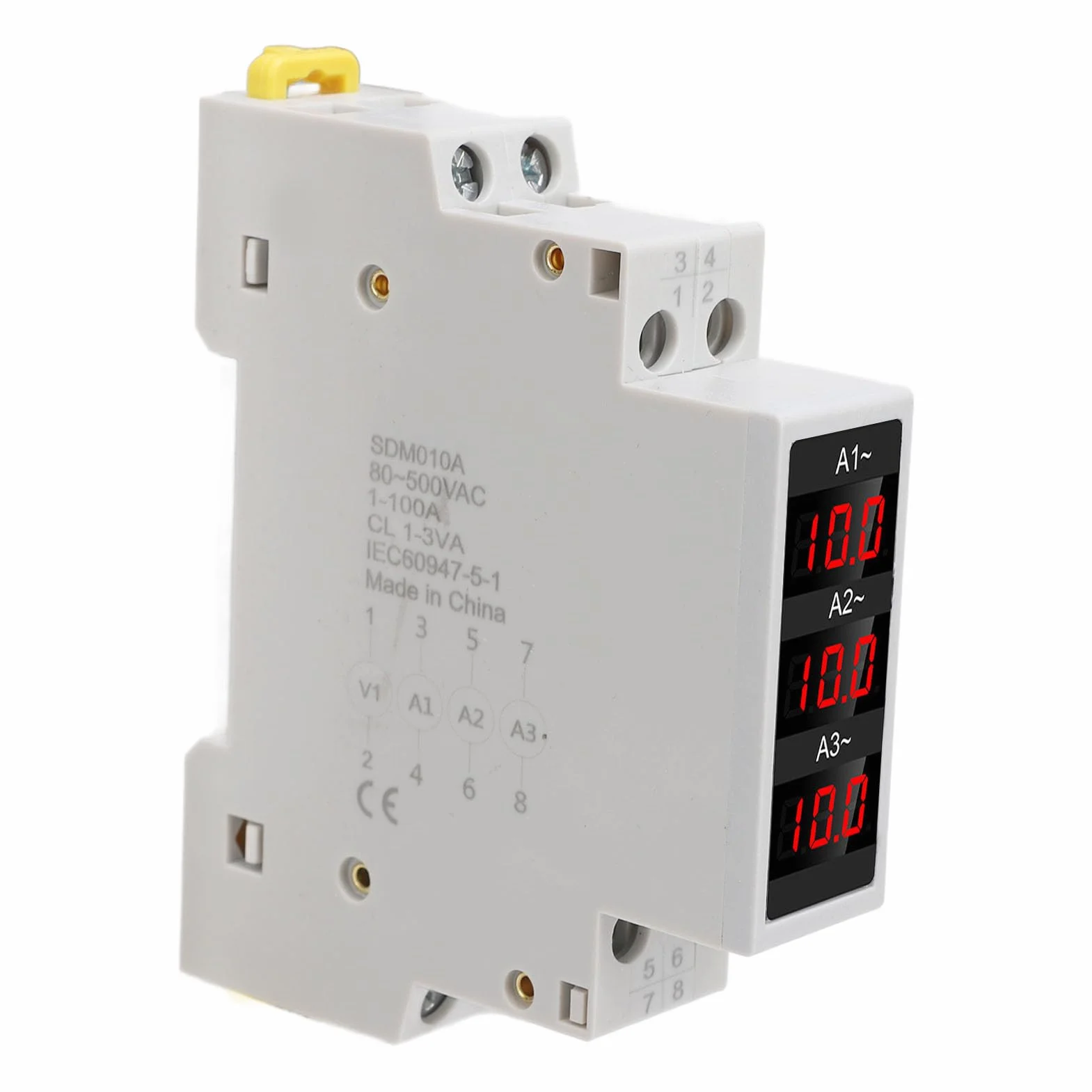3-fazowy Woltomierz na szynę DIN Amperomierz, AC 80–500 V 1–100 A Cyfrowy Licznik Energii z 3 Czujnikami, Napięciowo-prądowy Miernik Mocy Tester Energii Elektrycznej Multimetr