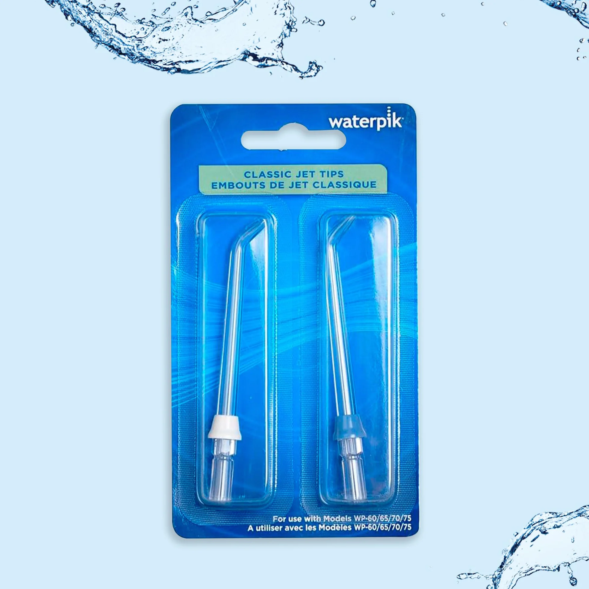 Waterpik Classic JT-100E nasadka zapasowa do irygatora jamy ustnej Waterpik, do czyszczenia zębów i dziąseł, 2 sztuki