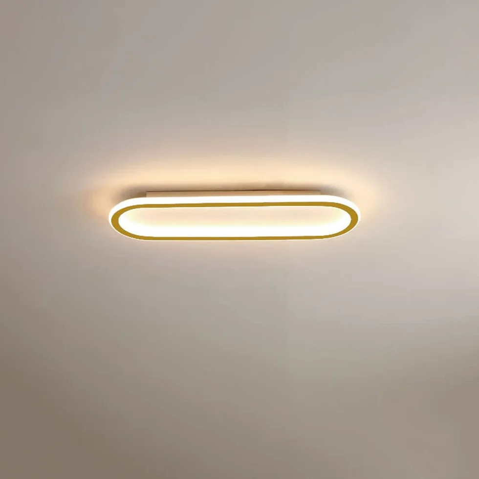 prostokątna lampa sufitowa LED do montażu podtynkowego - nowoczesny liniowy złoto-czarny design do łazienki, kuchni, jadalni, przedpokoju, biura, korytarza, werandy