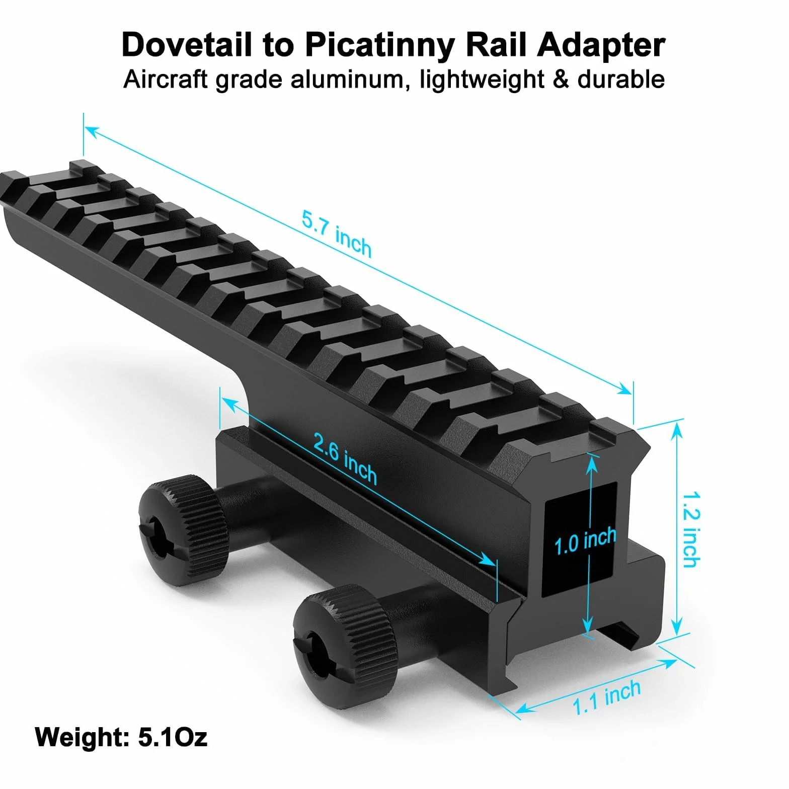 Feyachi Riser Mount, taktyczny wysokoprofilowy adapter Picatinny Weaver Rail Flat Top Mount Adapter i riser do lunety i optyki, 2,5 cm wys. x 14,5 cm dł., 14 przegródek