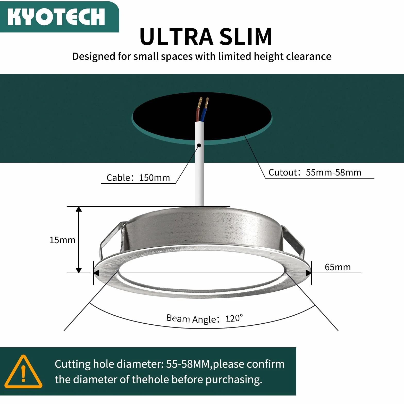 KYOTECH Reflektor LED do zabudowy 230V G4 3,5W 4000K 260lm IP44 otwór 55-58mm 20mm zestaw 6