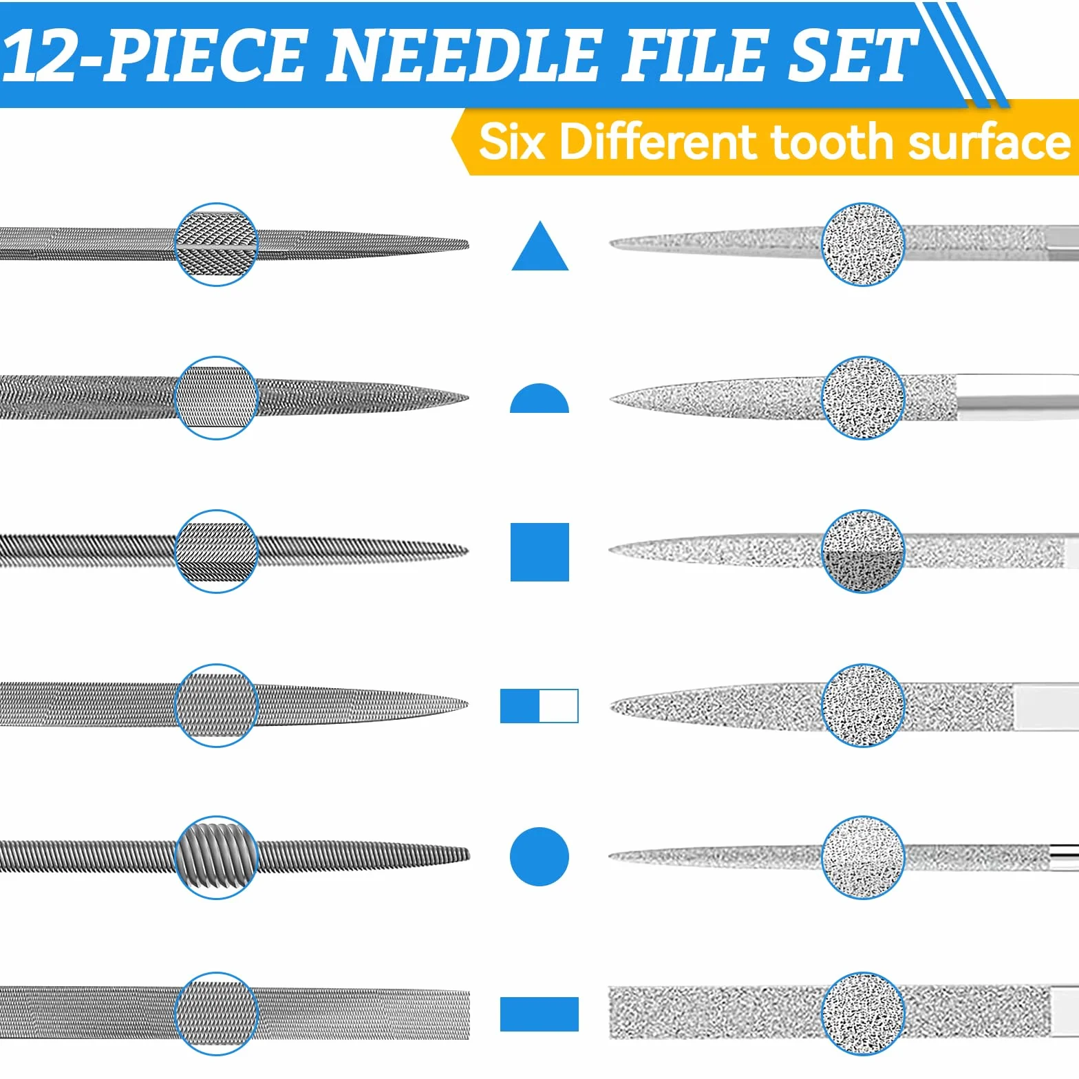 13pcs Zestaw Pilników Składający się z Pilników Igłowych, Pilników Kluczykowych, Pilników Diamentowych ze Szczotką i Torbą do Przechowywania Mini Pilników do Prac Związanych z Obróbką Drewna, Metalu