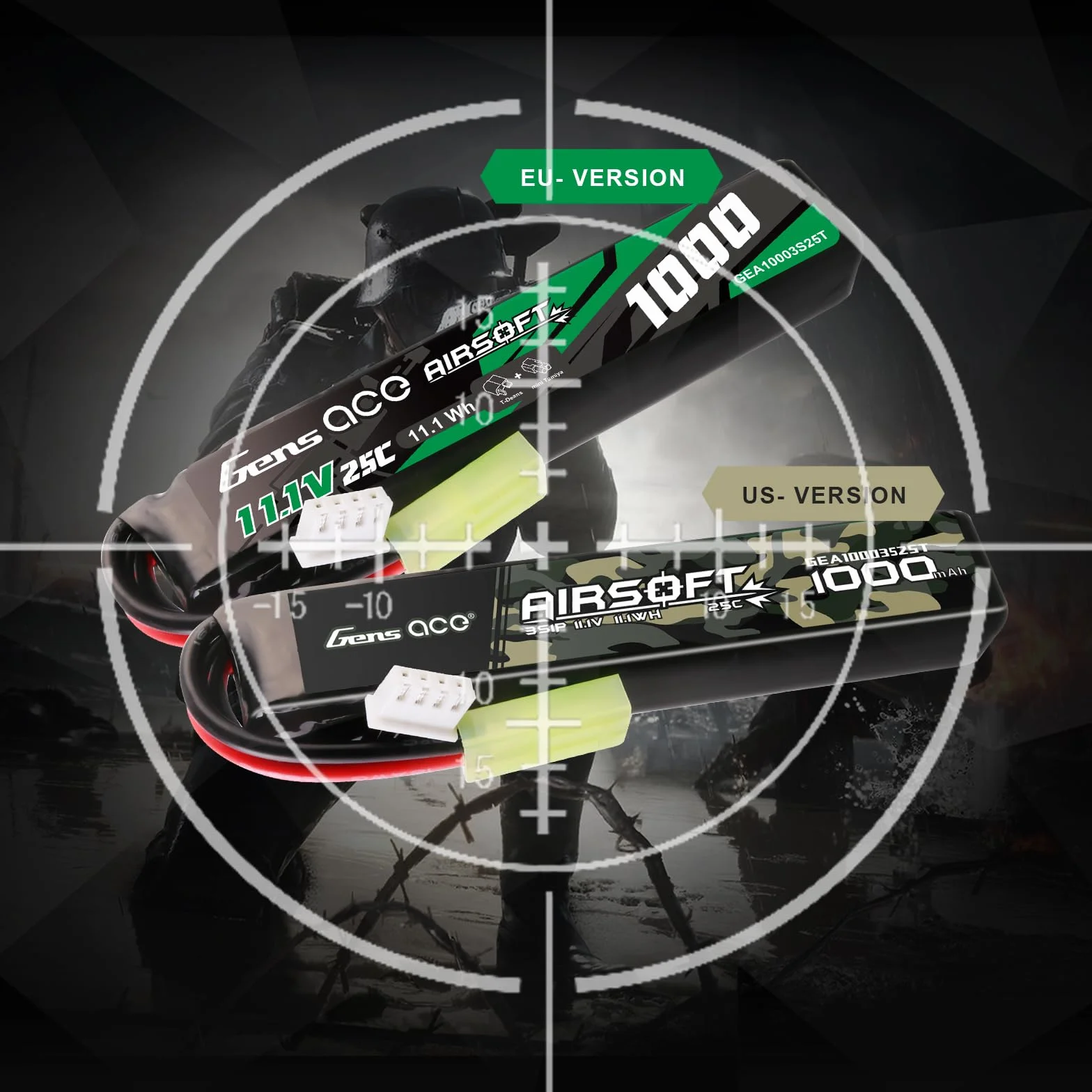 Gens ace 3S 25C 1000 mAh 11,1 V 3S1P akumulator Lipo Airsoft do ponownego ładowania z wtyczką Mini Tami-Ya, do broni Airsoft, łożysk LE, takich jak M4 itp