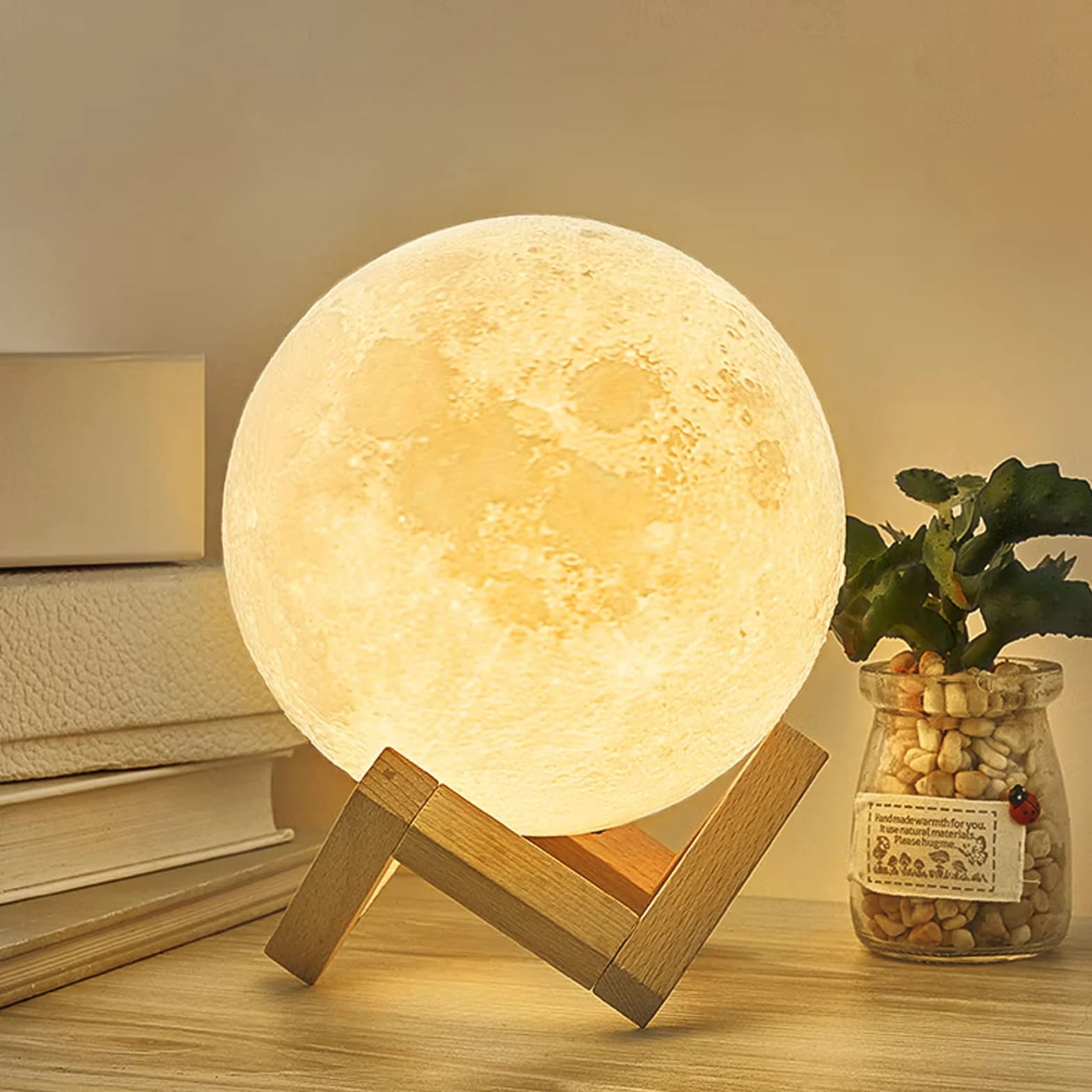 CPROSP Lampa księżycowa z nadrukiem 3D, lampa księżycowa, kula 15 cm, Lunalamp z pilotem zdalnego sterowania, lampa Moonlight z możliwością ściemniania, światło księżyca RGB 16 zmiana koloru